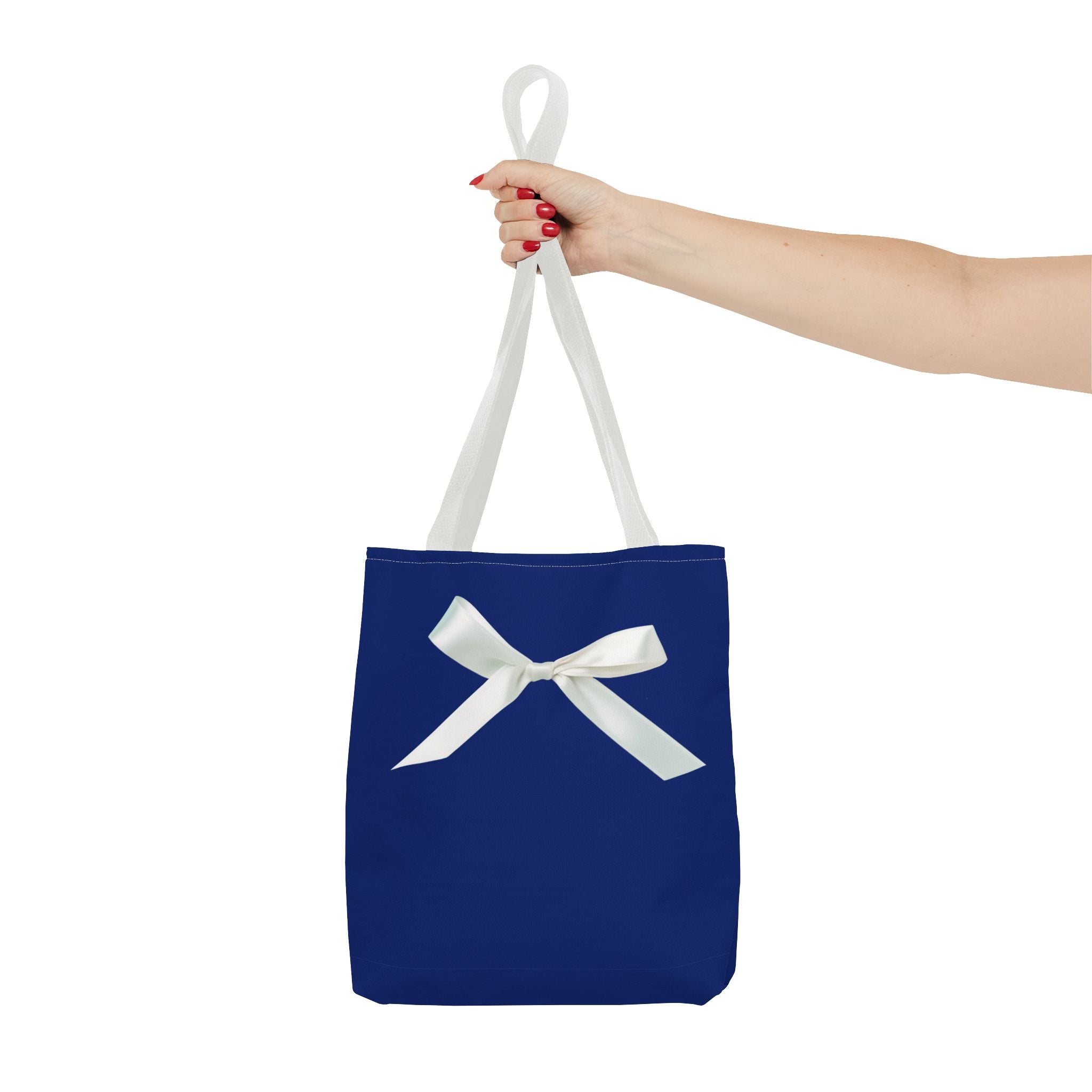 Elegant Blue Tote Bag with White Bow, Stylish Carryall, Perfect Gift for Her, Bridesmaid Tote, Wedding Accessory, Everyday Use