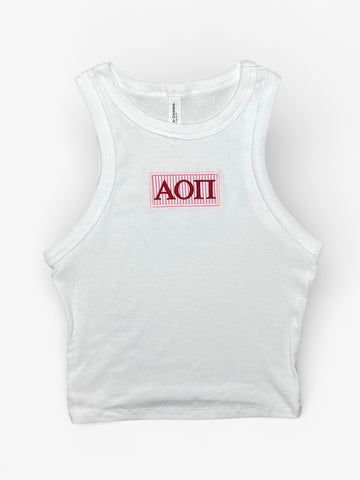 AOPi Seersucker Patch Crop Tank