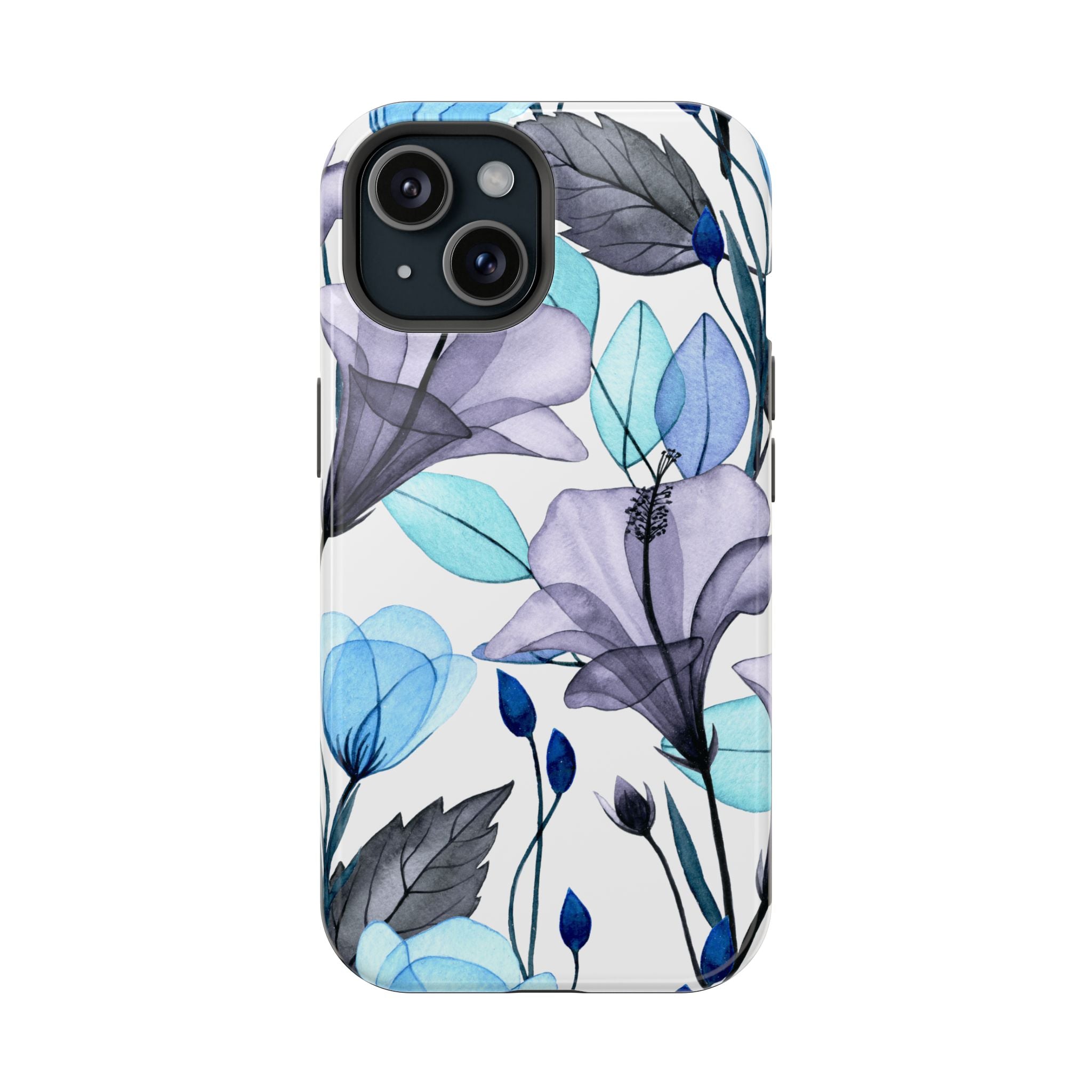 Customizable: Blue and Purple Floral Impact-Resistant Phone Case