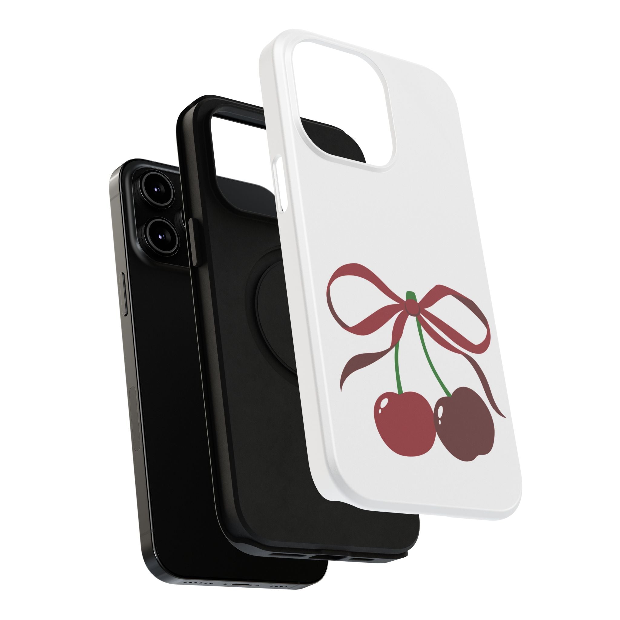 Customizable: Cherry Bow Impact-Resistant Case for Smartphones | Cute Phone Cover | Gift for Her | Cherry Lover's Accessory | Durable Phone Case