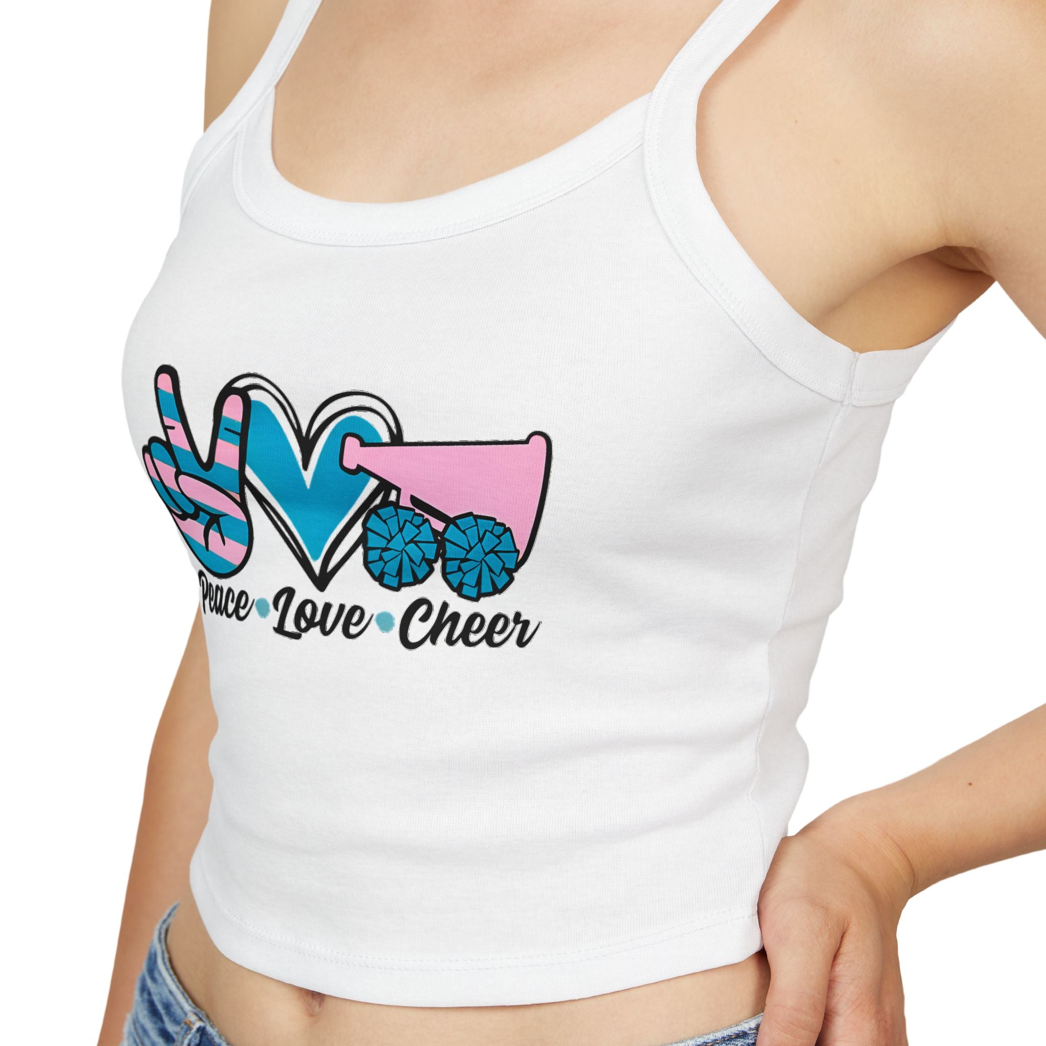 Customizable Women's Peace Love Cheer Tank, Cheerleading Apparel, Cute Gift for Cheerleaders