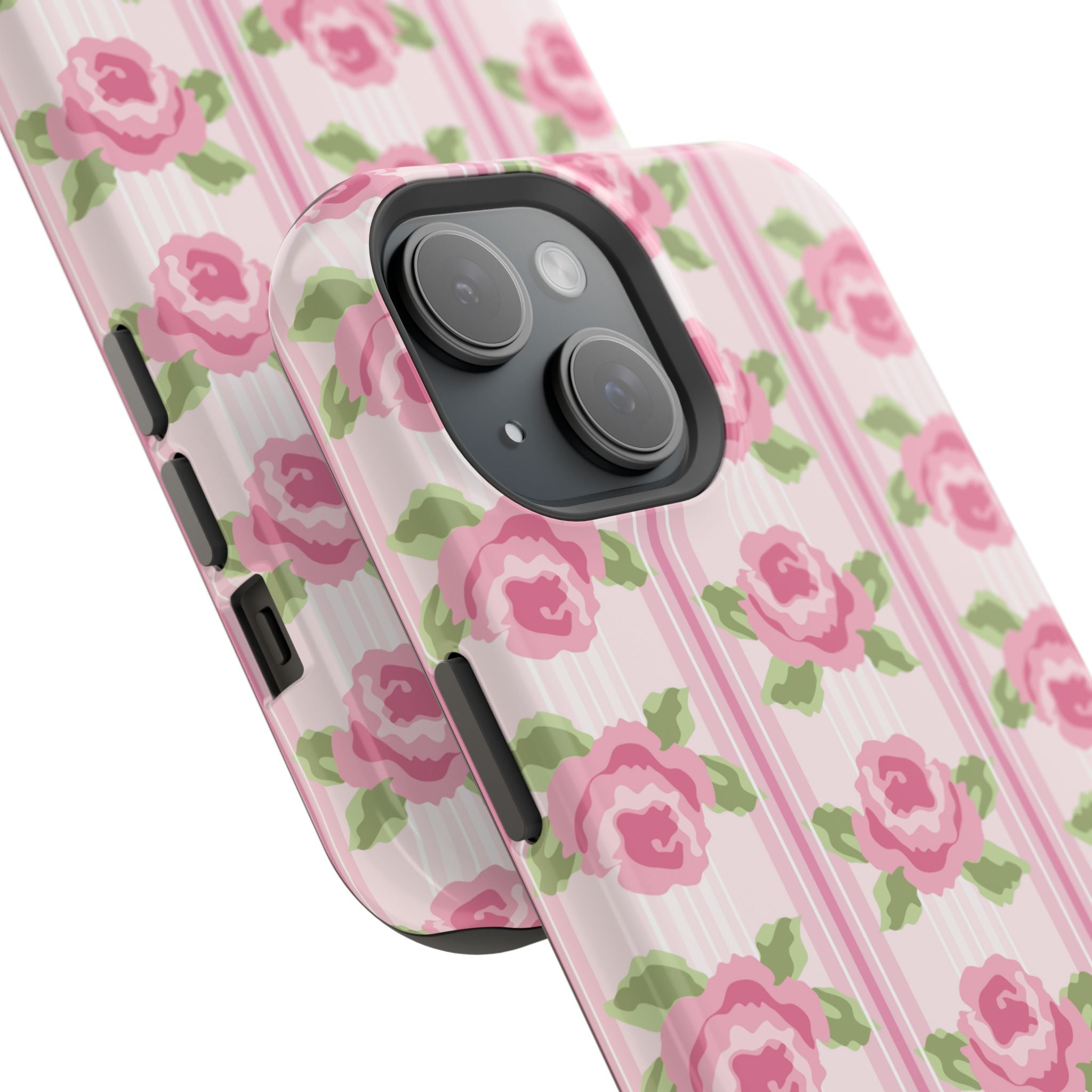 Customizable: Floral Impact-Resistant Phone Case, Pink Rose Pattern