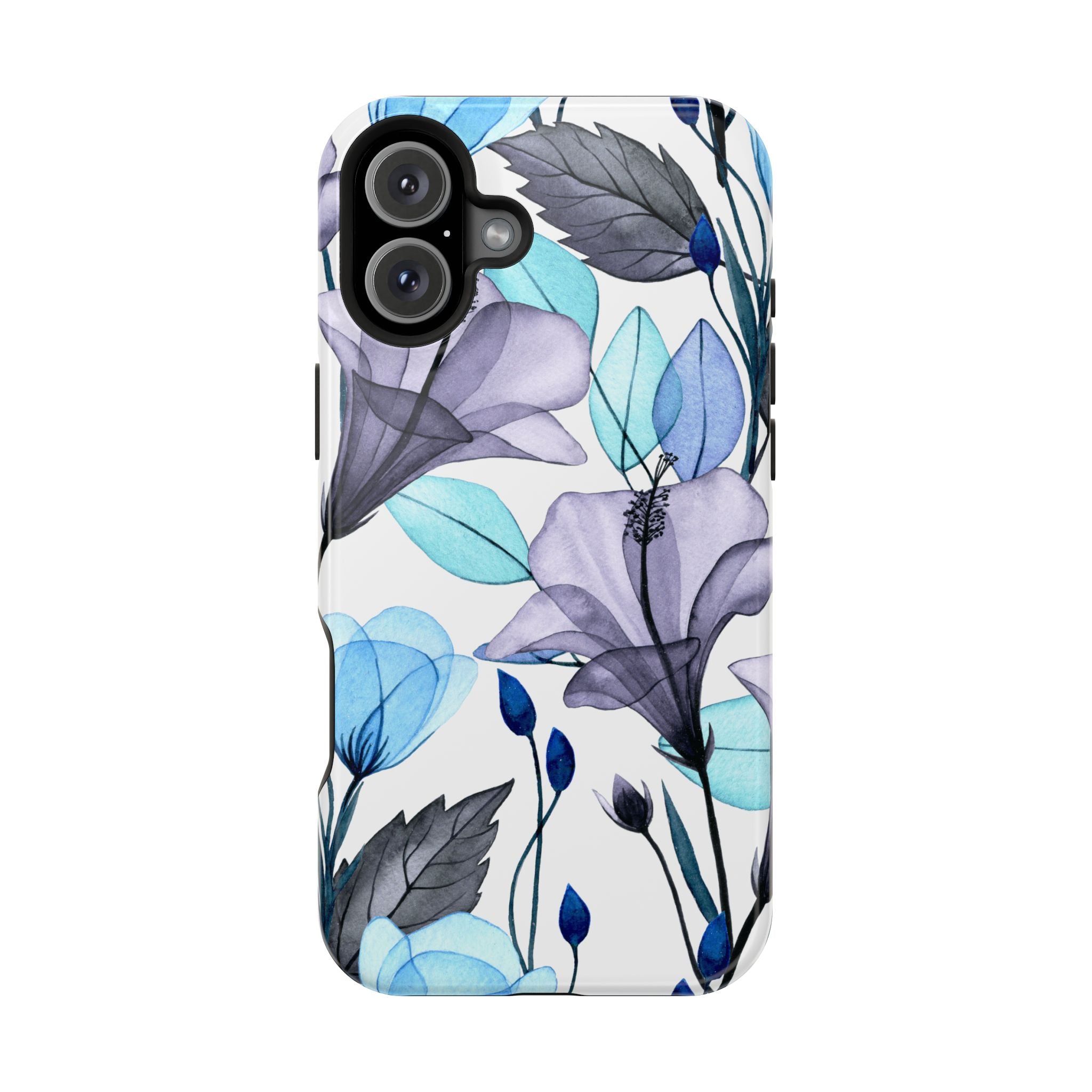 Customizable: Blue and Purple Floral Impact-Resistant Phone Case