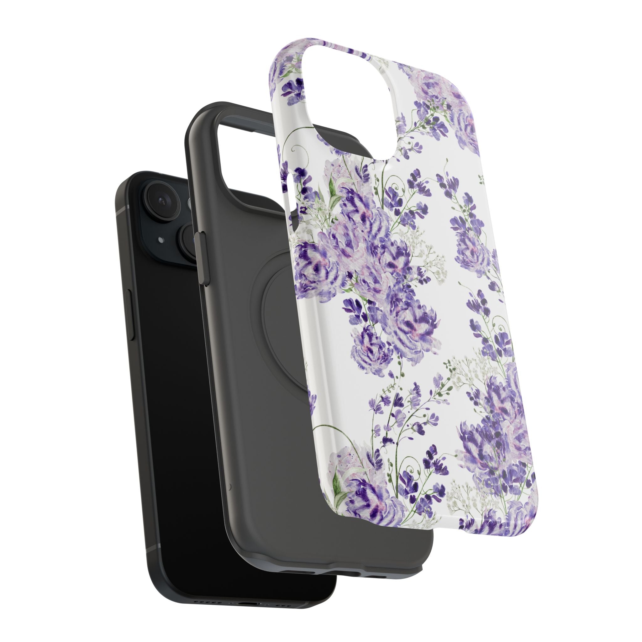 Customizable: Purple Floral Impact-Resistant Phone Case