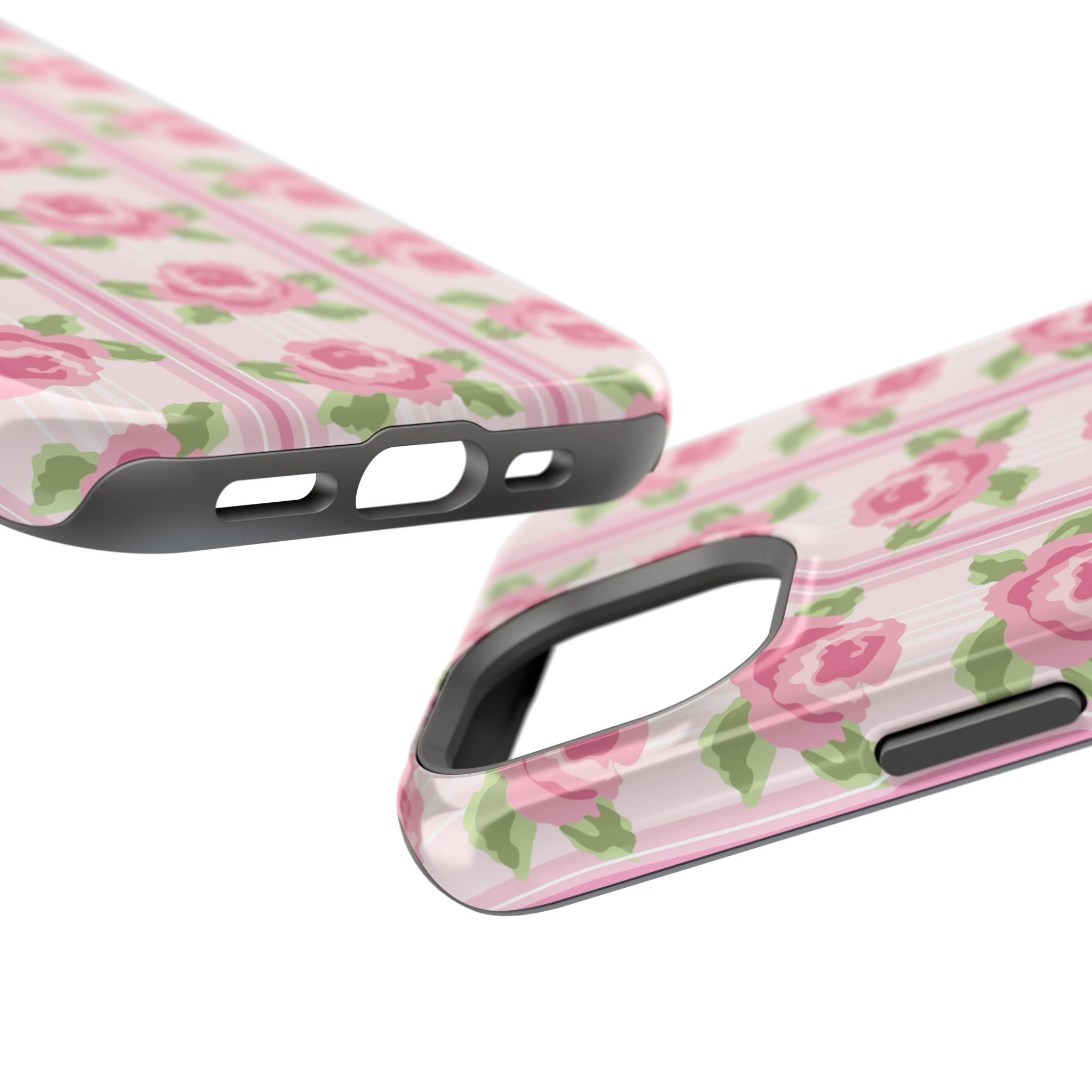 Customizable: Floral Impact-Resistant Phone Case, Pink Rose Pattern