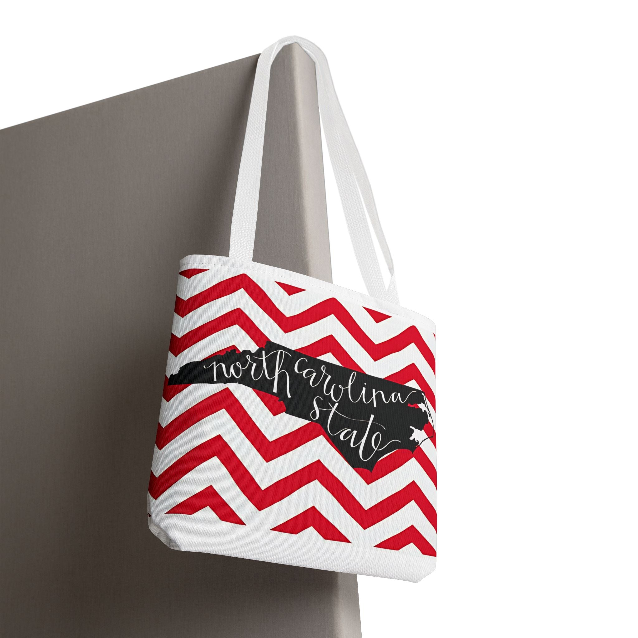 North Carolina Tote Bag, Stylish Chevron Pattern, Beach Essentials, Reusable Grocery Bag, Gift for Travelers, Southern Charm