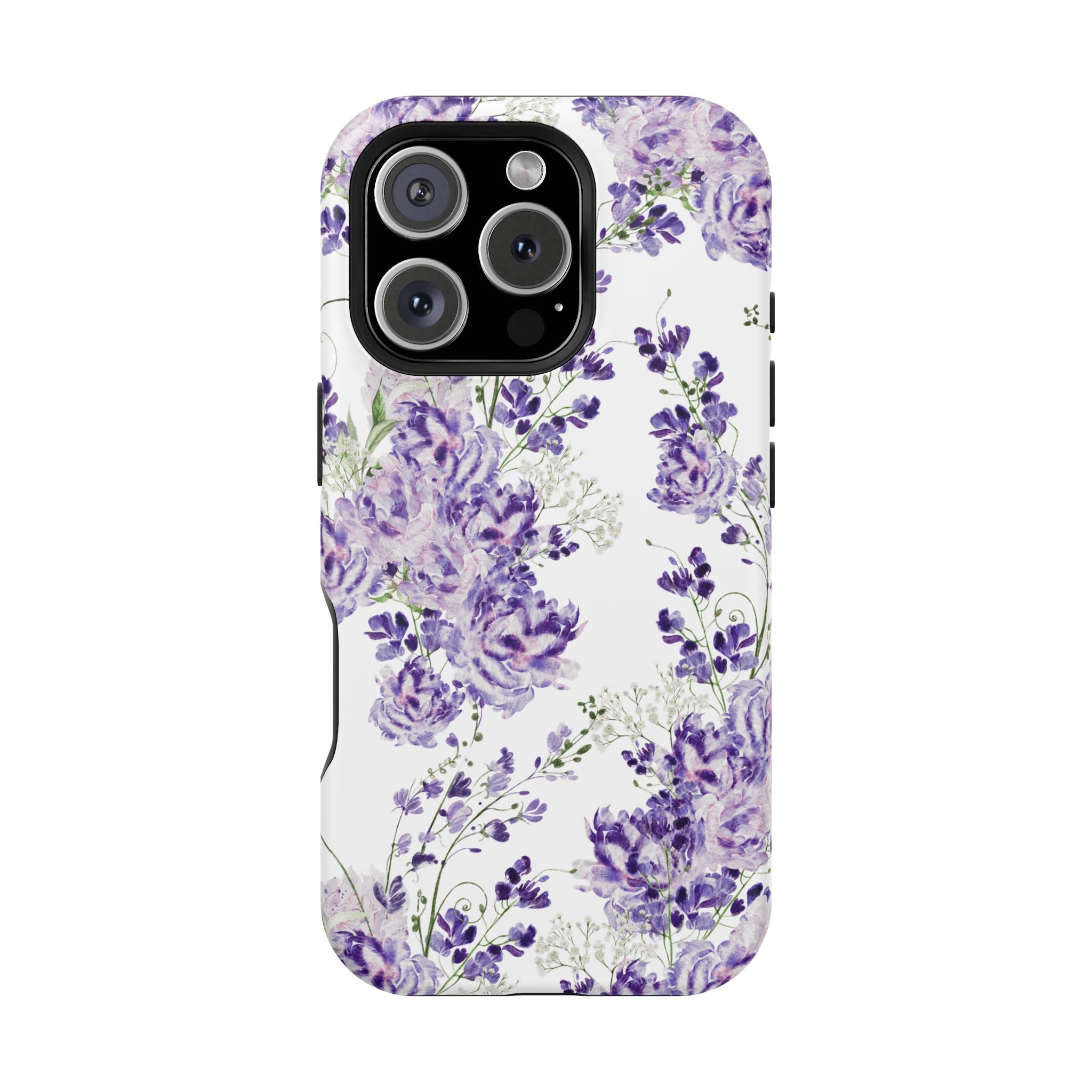 Customizable: Purple Floral Impact-Resistant Phone Case
