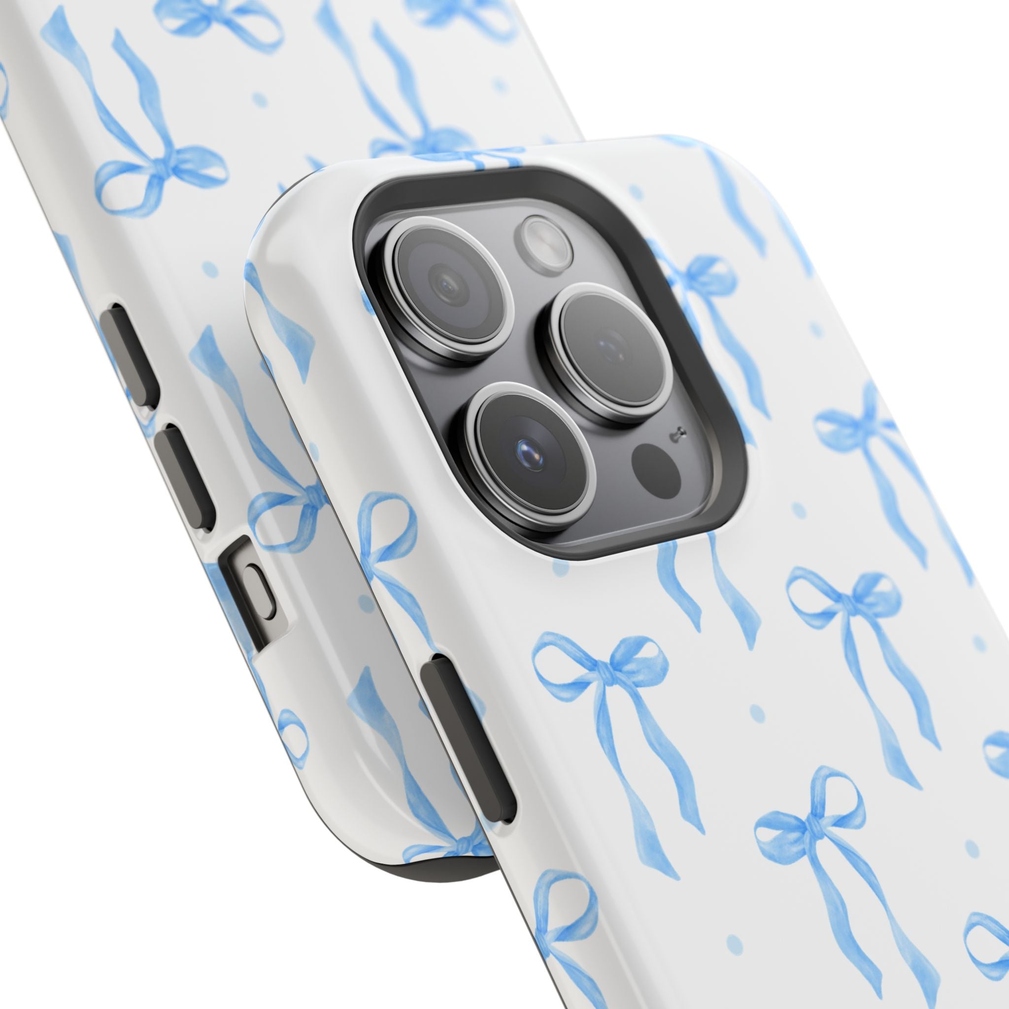 Customizable: Chic Blue Coquette Bow Impact-Resistant Phone Case