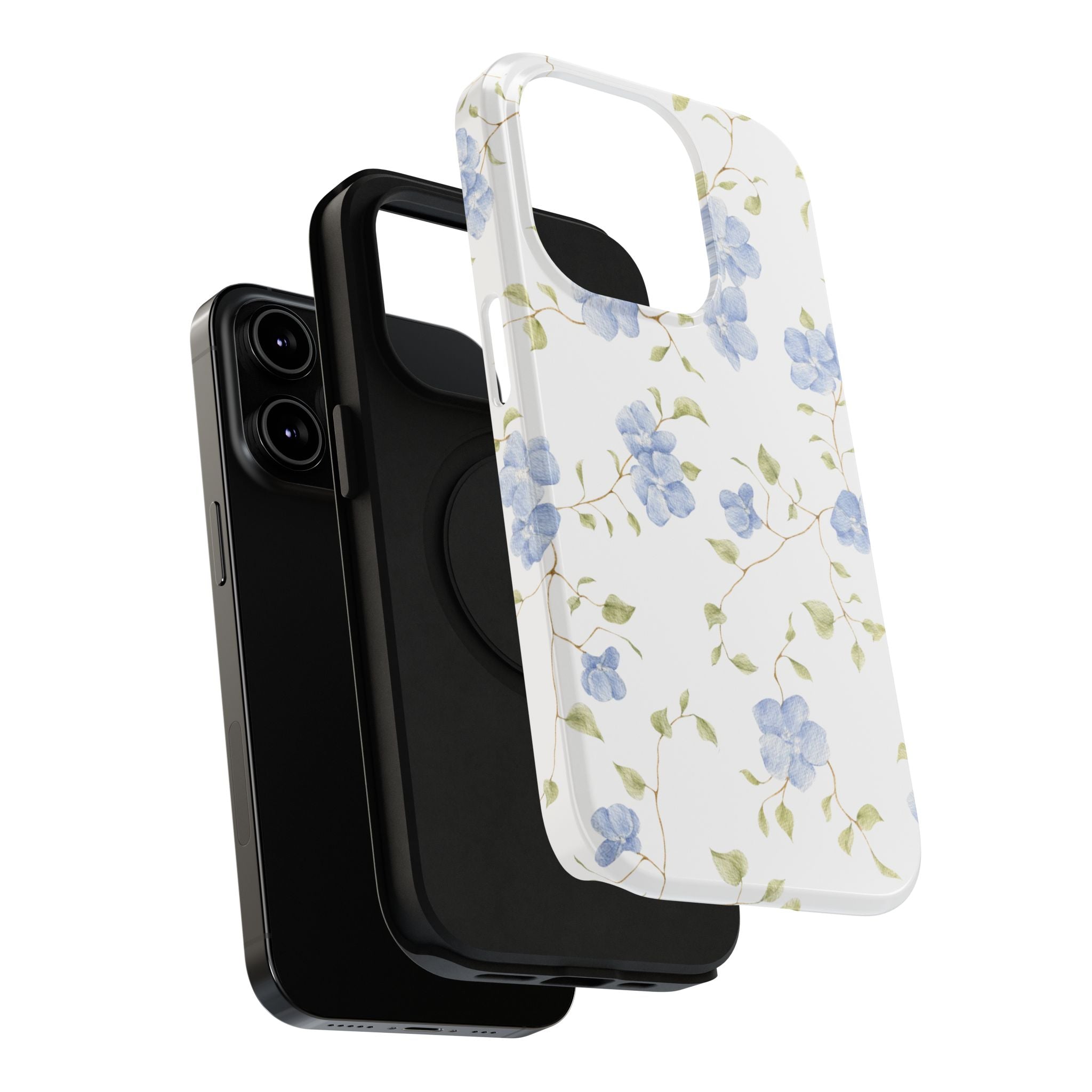 Customizable: Blue Floral Impact-Resistant Phone Case