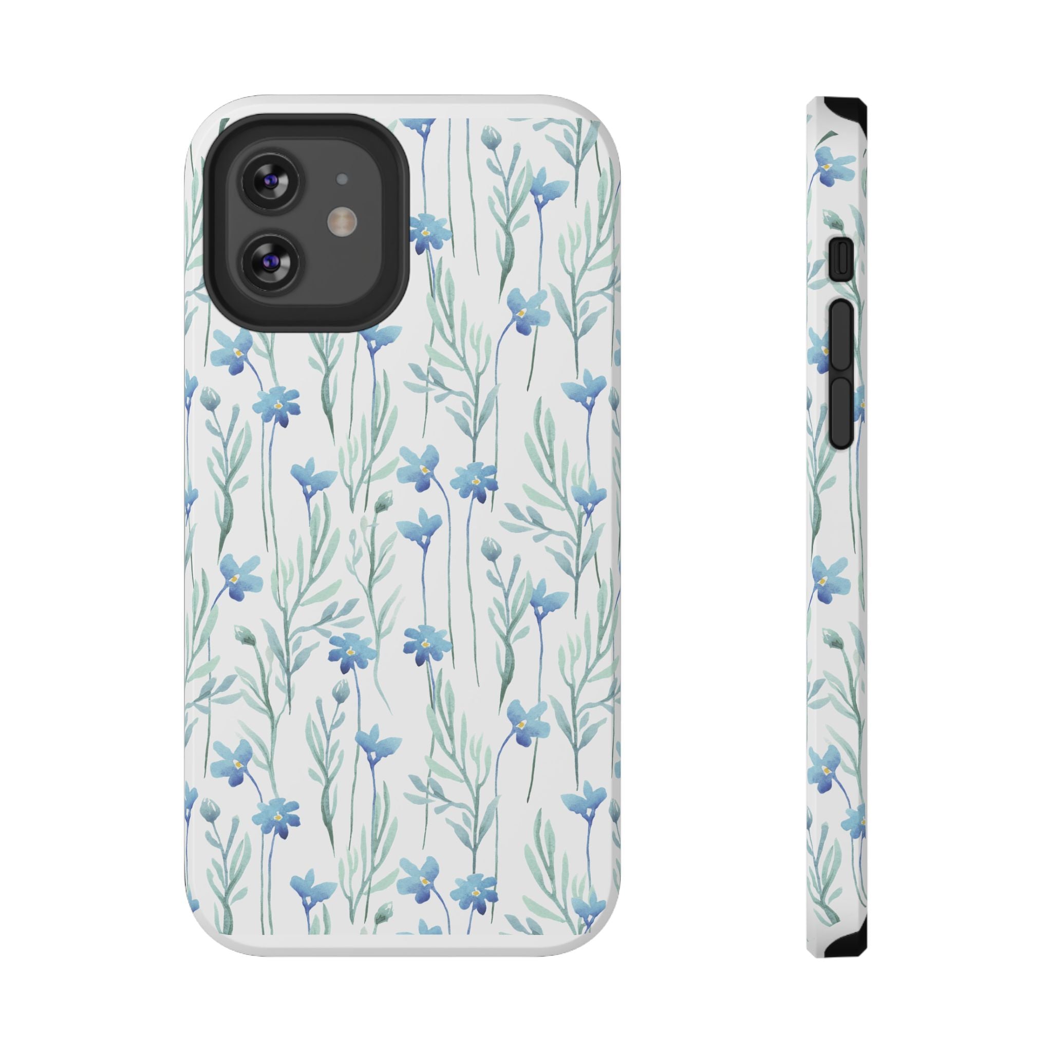 Customizable: Blue Floral Impact-Resistant Phone Case