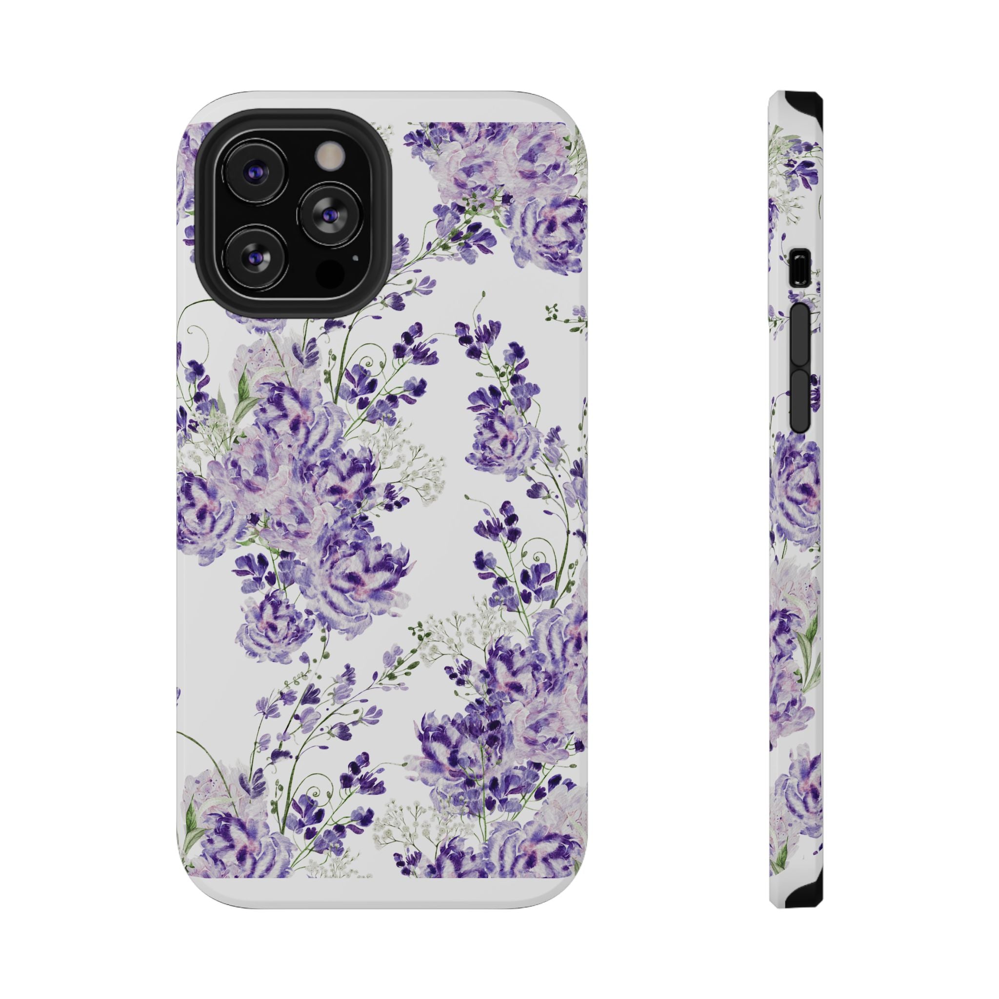 Customizable: Purple Floral Impact-Resistant Phone Case