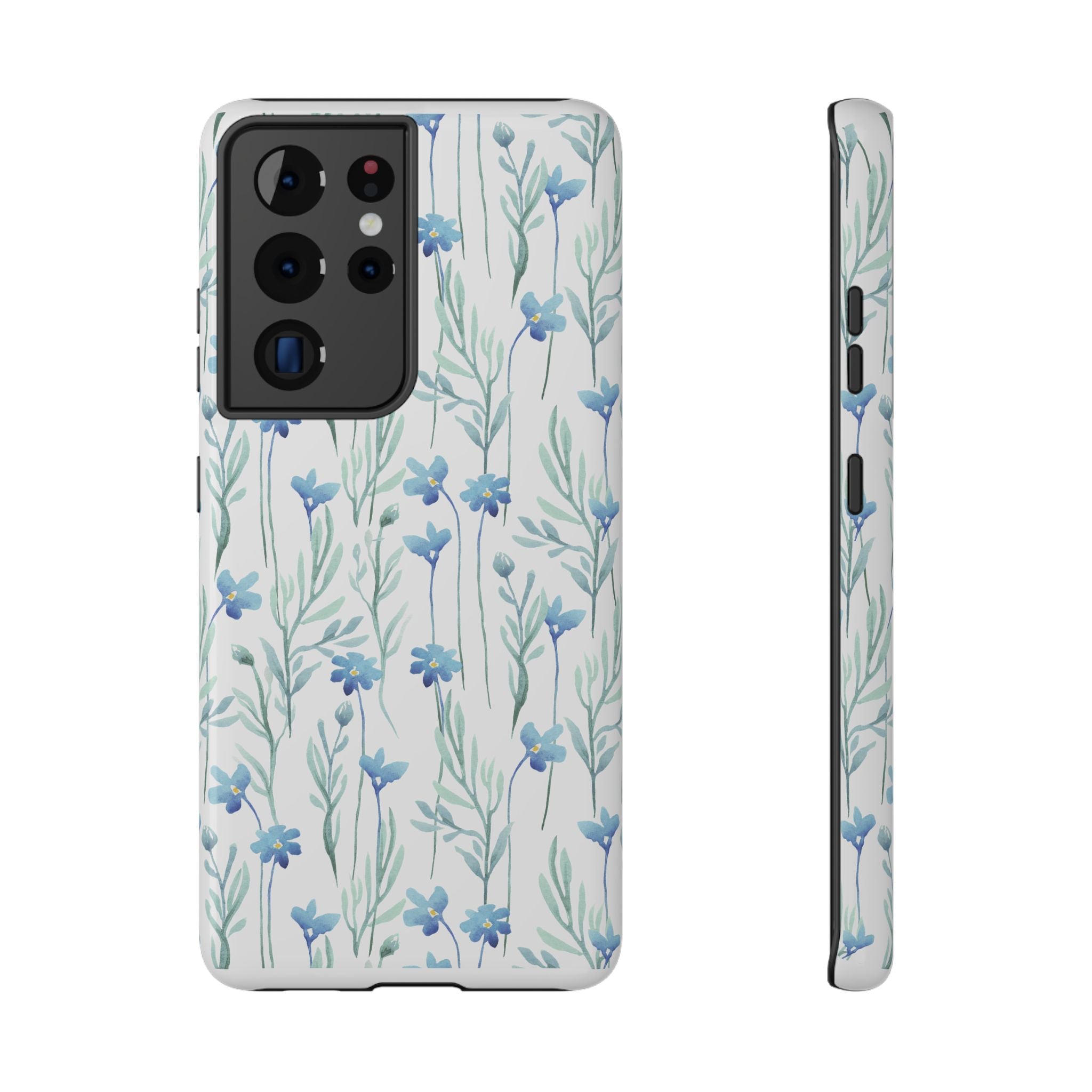 Customizable: Blue Floral Impact-Resistant Phone Case