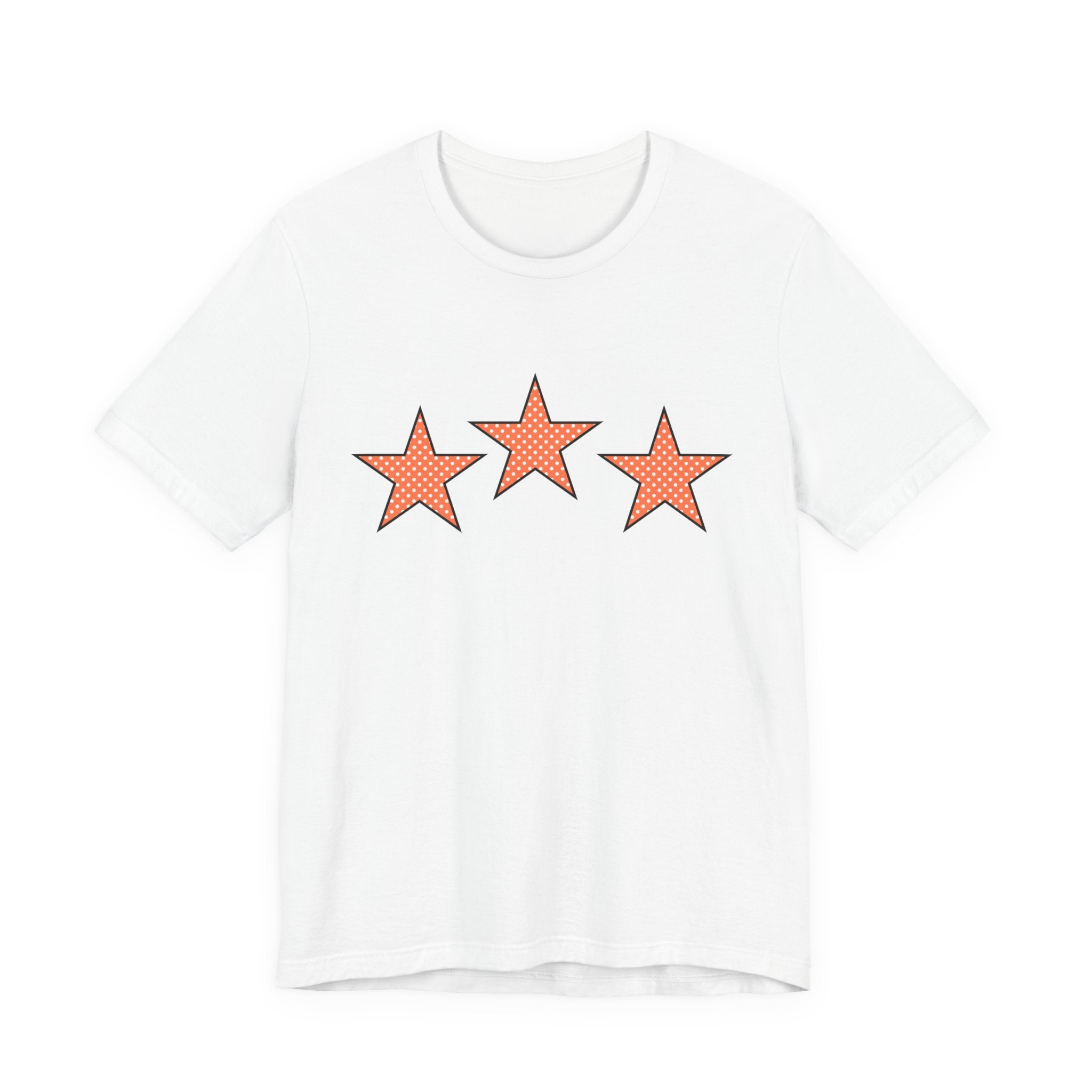 Customizable Orange & White Polka Dot Tri-Star Graphic Tee
