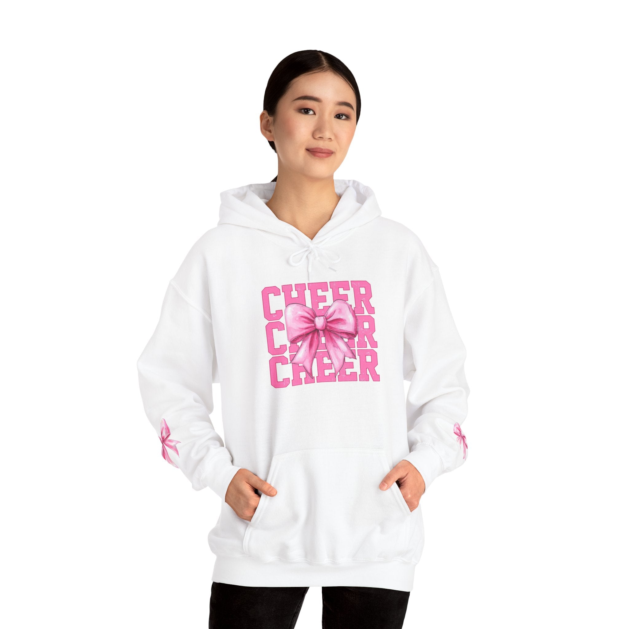Cheerful Bow Hoodie - Perfect for Cheerleaders, Team Spirit, Dance, Everyday Wear, Gift for Coaches, Cheer Events