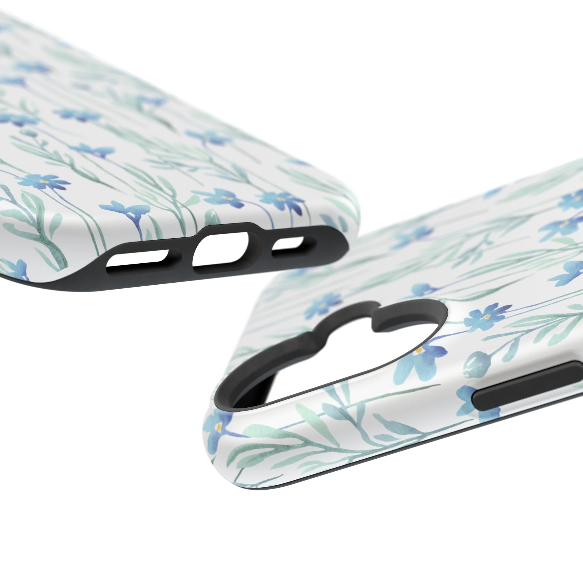 Customizable: Blue Floral Impact-Resistant Phone Case