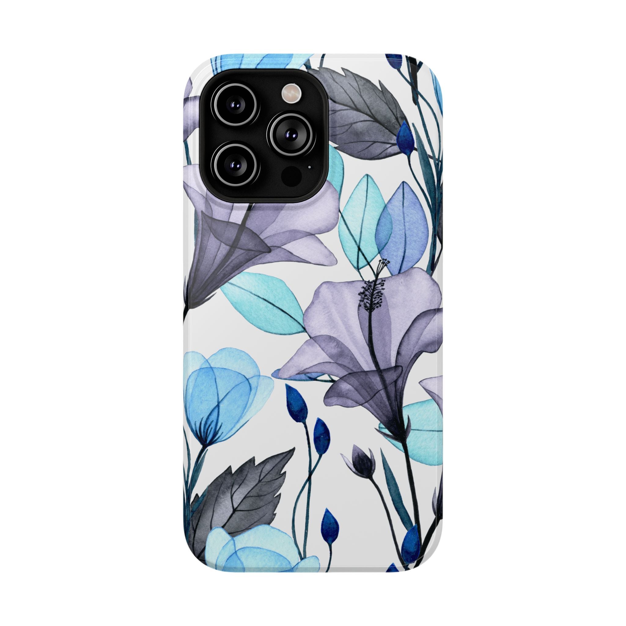 Customizable: Blue and Purple Floral Impact-Resistant Phone Case