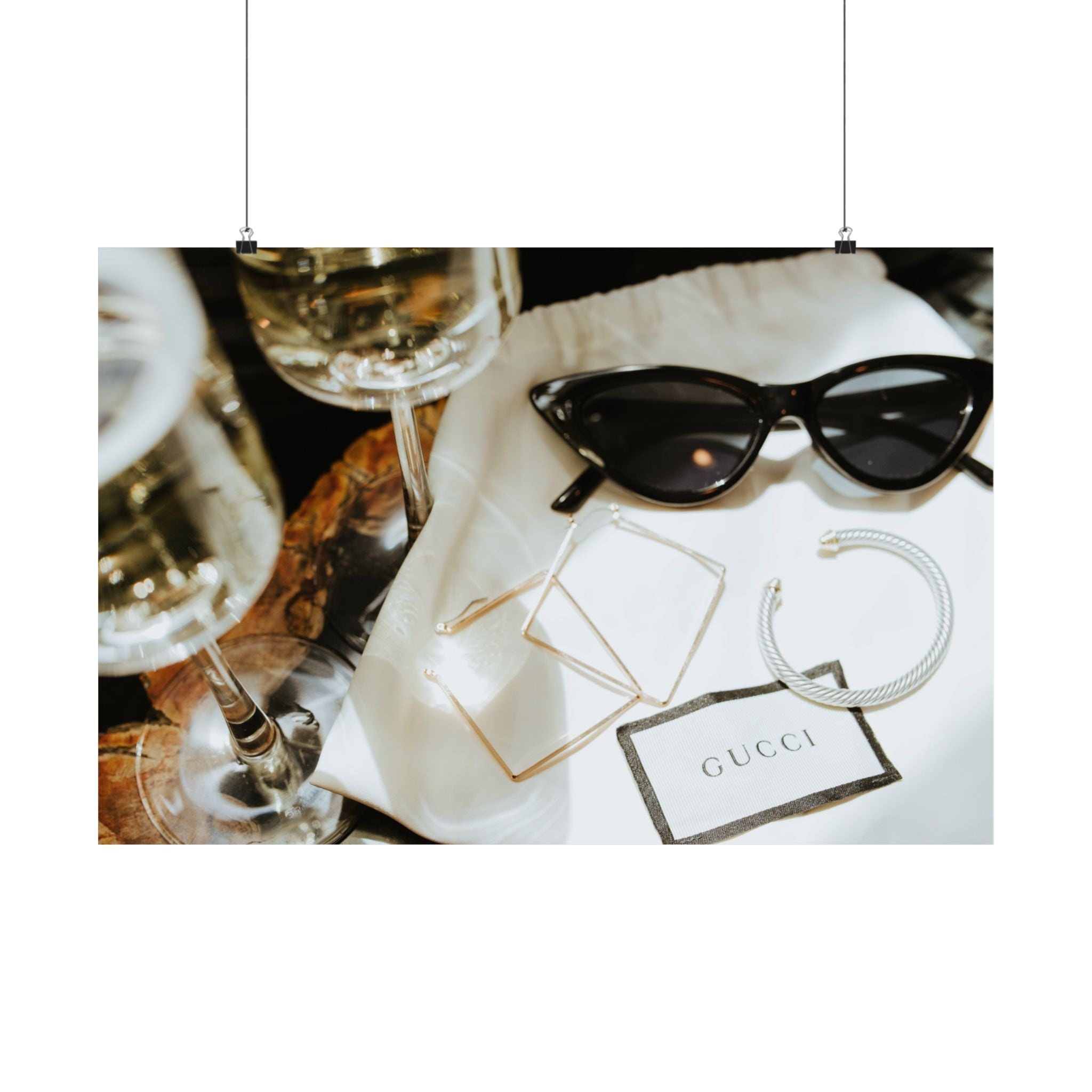 Champagne and Gucci Wall Ar, Elegant Home Decor, Fashion Artwork, Modern Wall Art, Stylish Gift for Fashion Lovers, Trendy Interior Decor