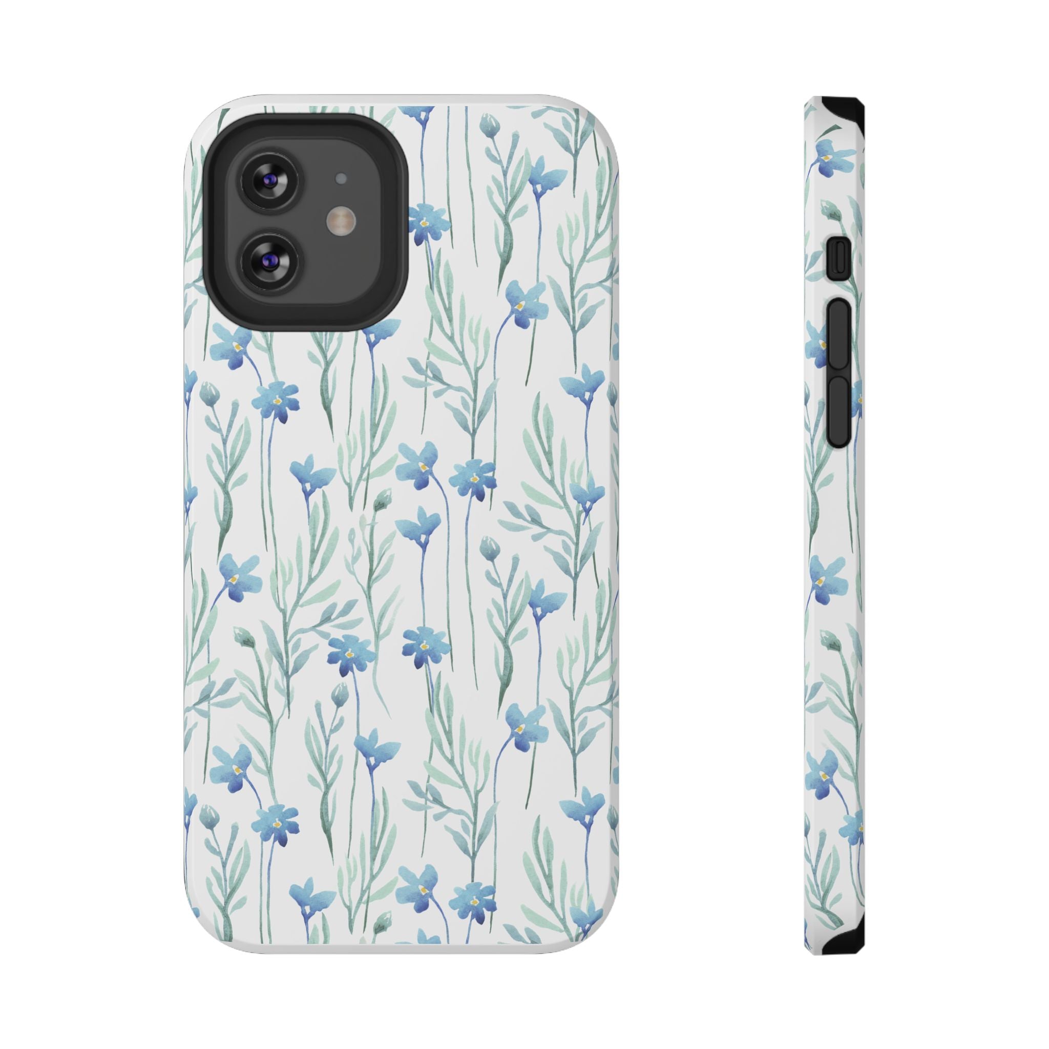 Customizable: Blue Floral Impact-Resistant Phone Case