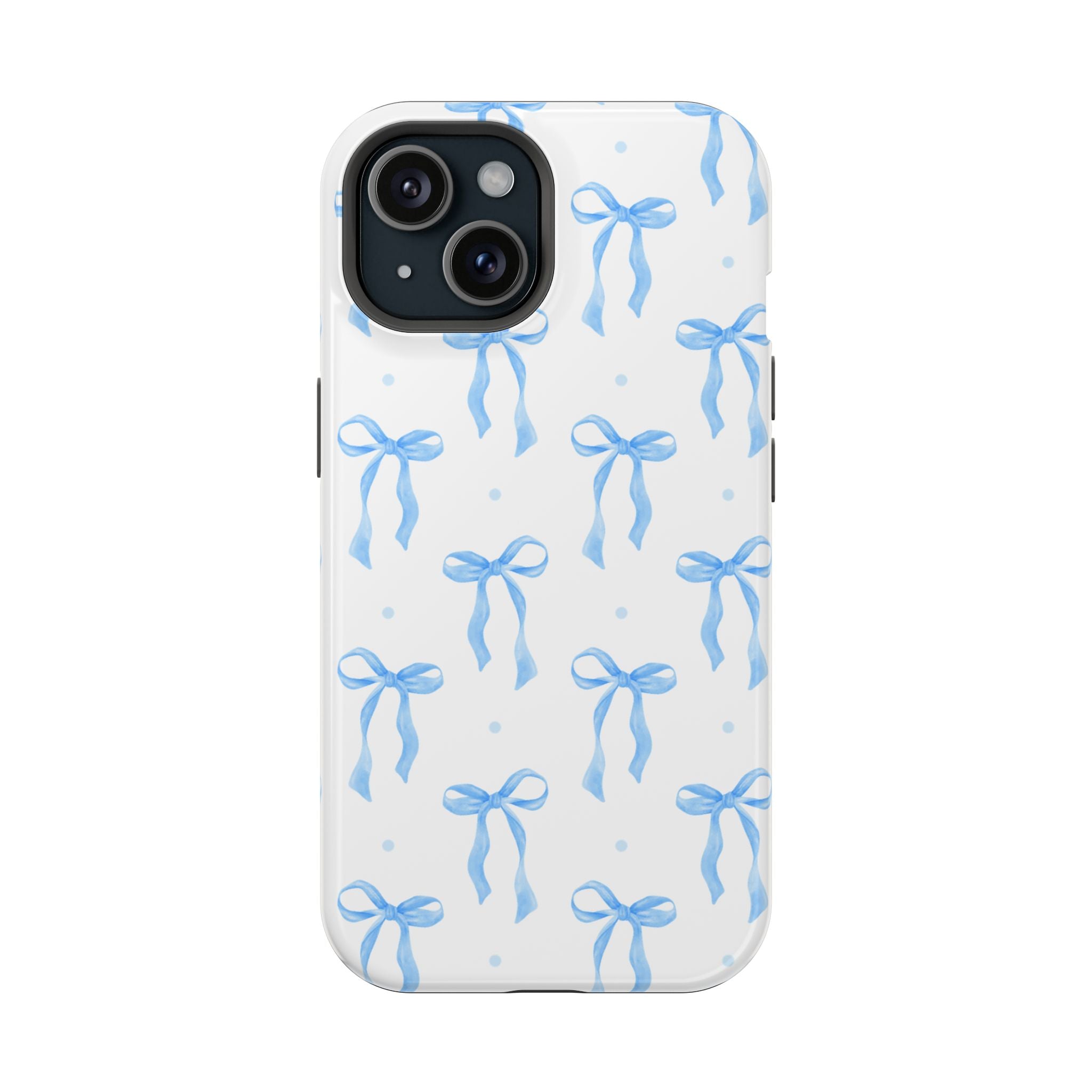 Customizable: Chic Blue Coquette Bow Impact-Resistant Phone Case