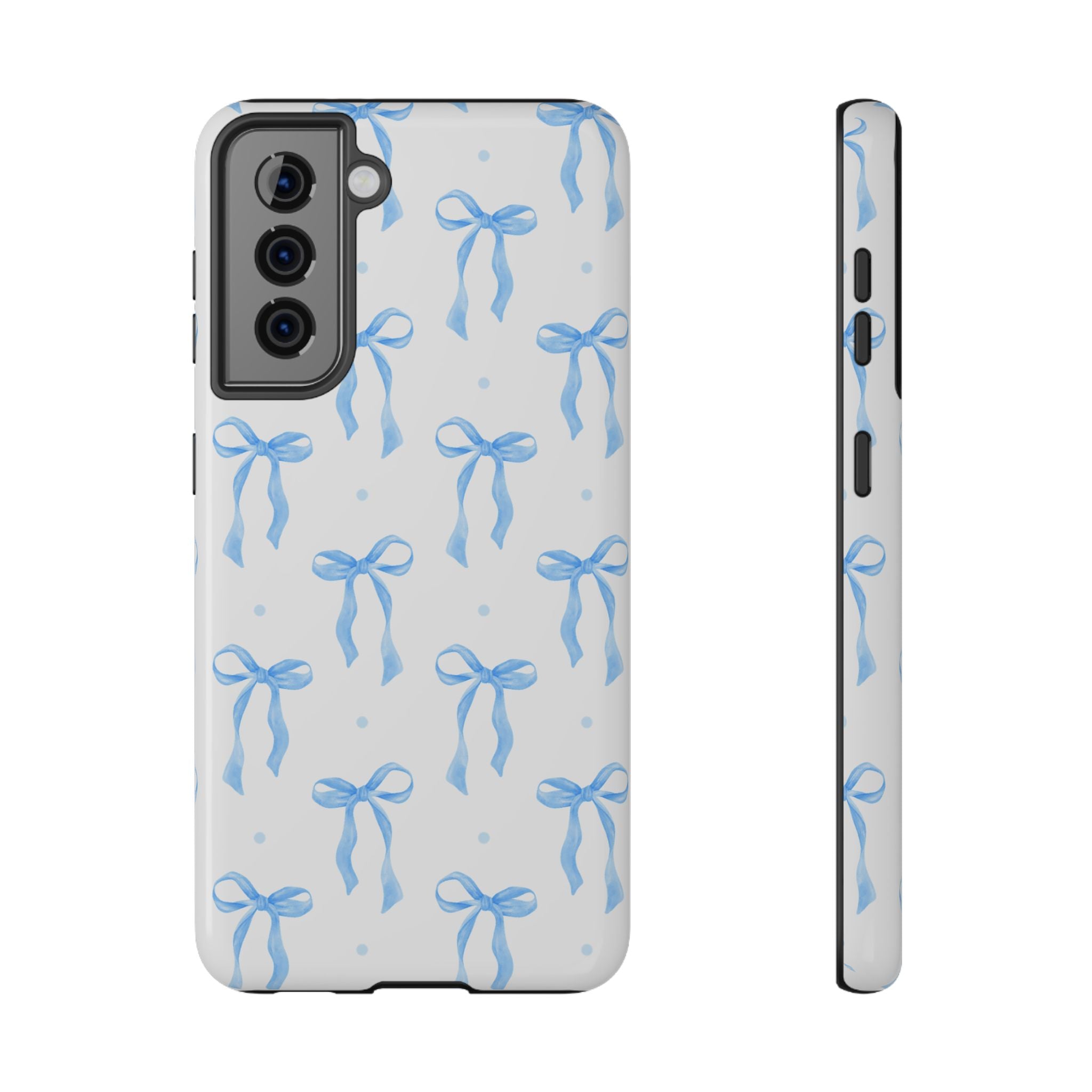 Customizable: Chic Blue Coquette Bow Impact-Resistant Phone Case