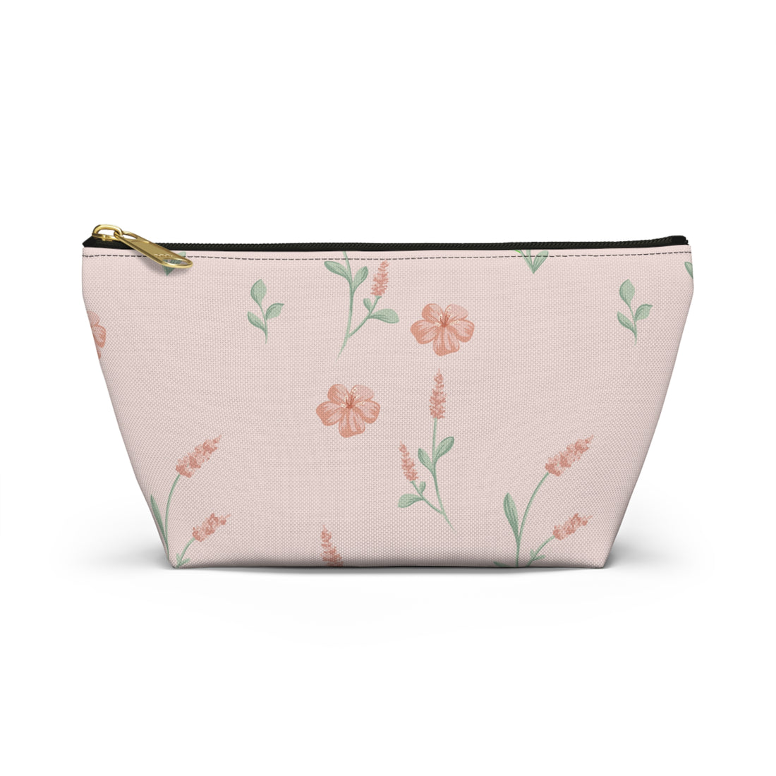 Floral-patterned pouch on a white background