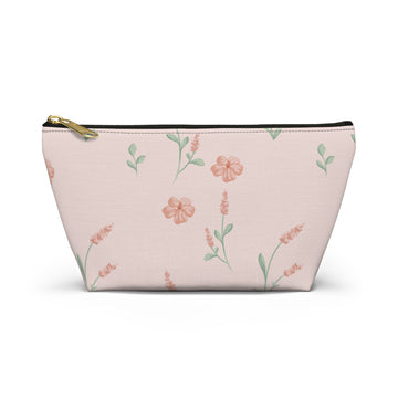 Floral-patterned pouch on a white background