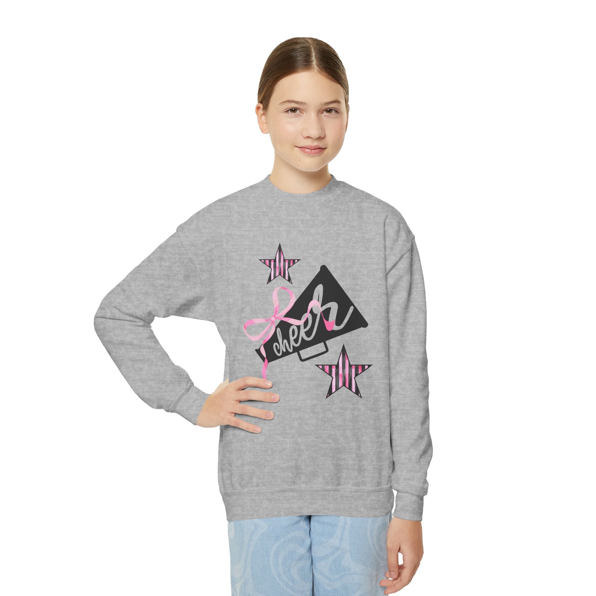 Customizable Cheer Youth Crewneck Sweatshirt for Girls, Personalized Cheerleading Jumper, Kids Cheer Team Top, Cheerleader Gift, Cheer Squad