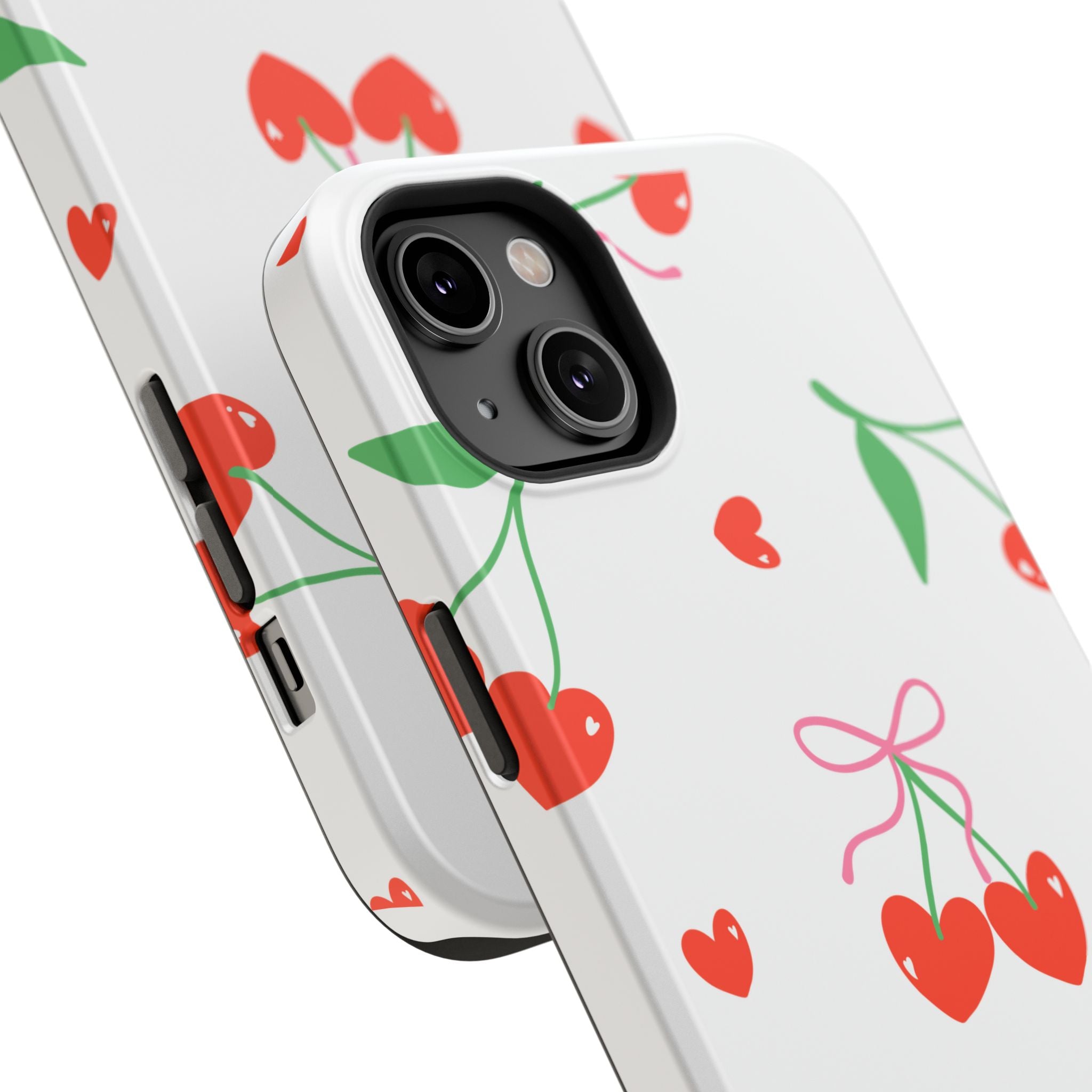 Customizable: Cherry Heart Impact-Resistant Phone Case