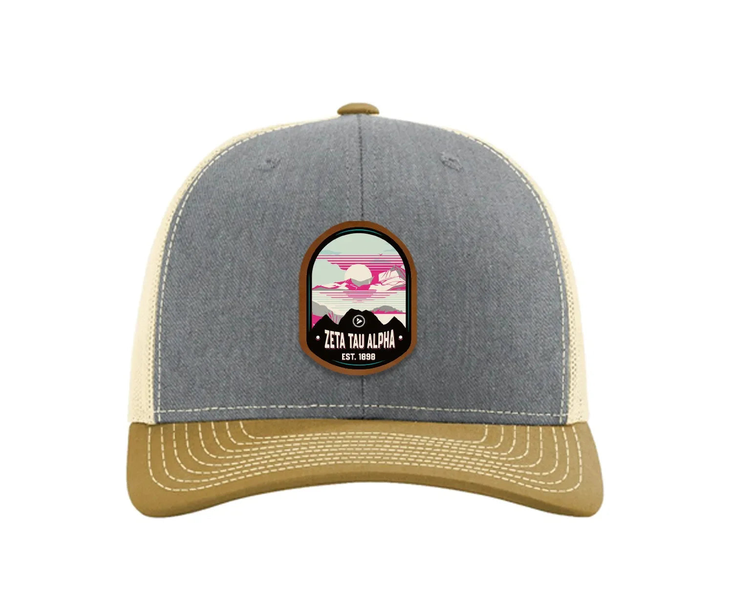Zeta Tau Alpha Richardson 112 UV Print Leatherette Patch Trucker Hat - Ventura
