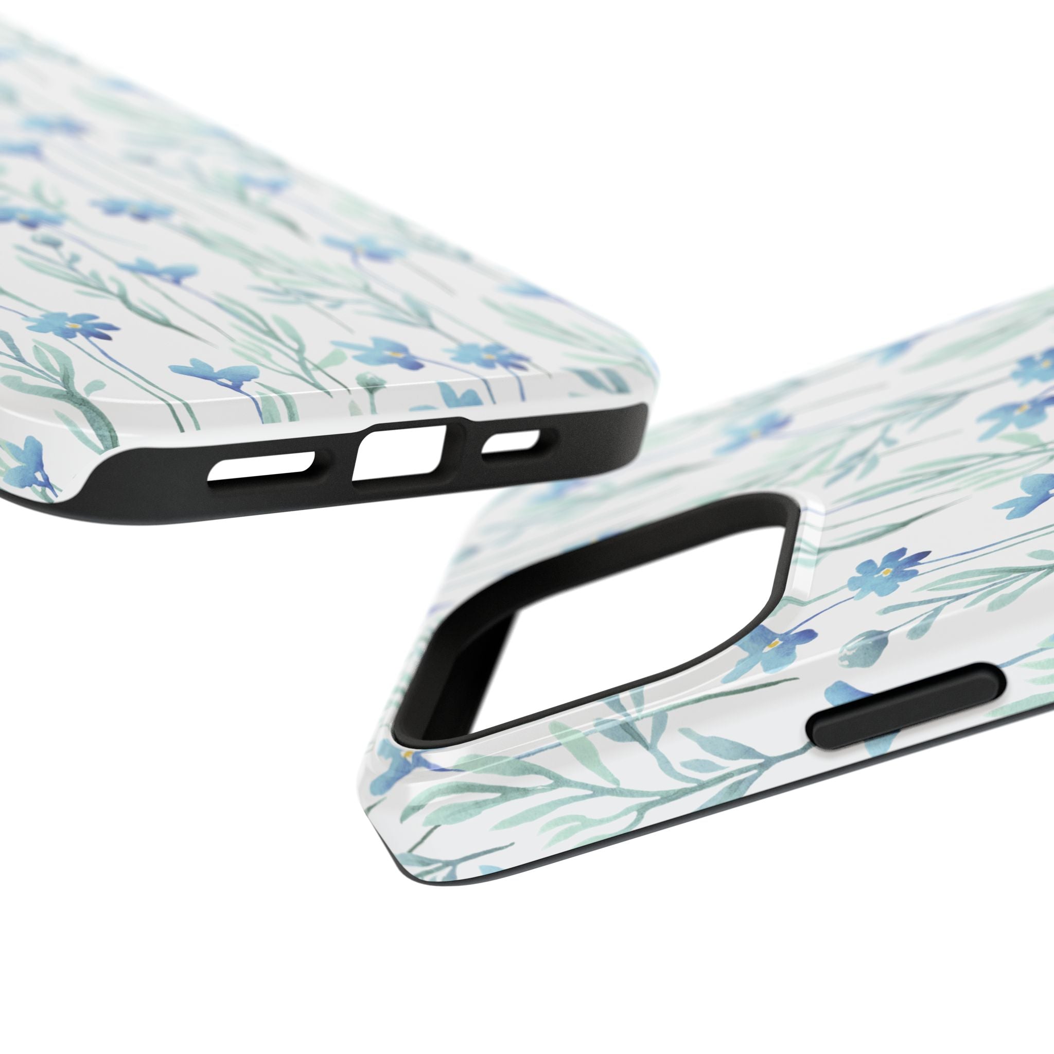 Customizable: Blue Floral Impact-Resistant Phone Case