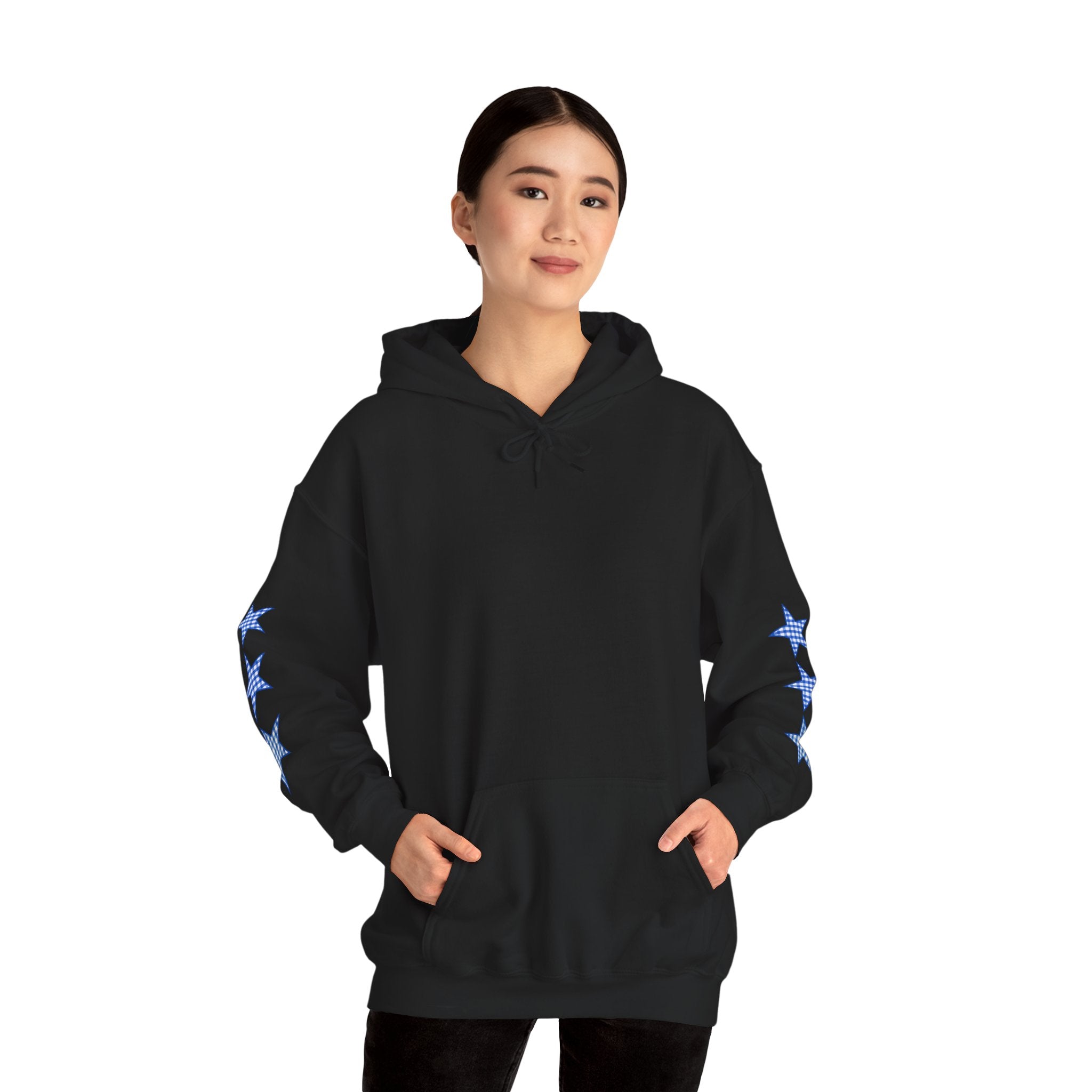 Customizable Tri-Star Blue Gingham Hoodie