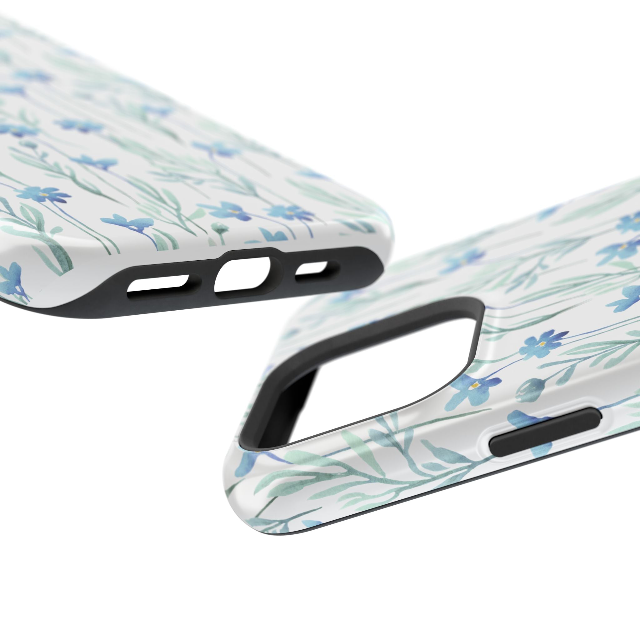 Customizable: Blue Floral Impact-Resistant Phone Case