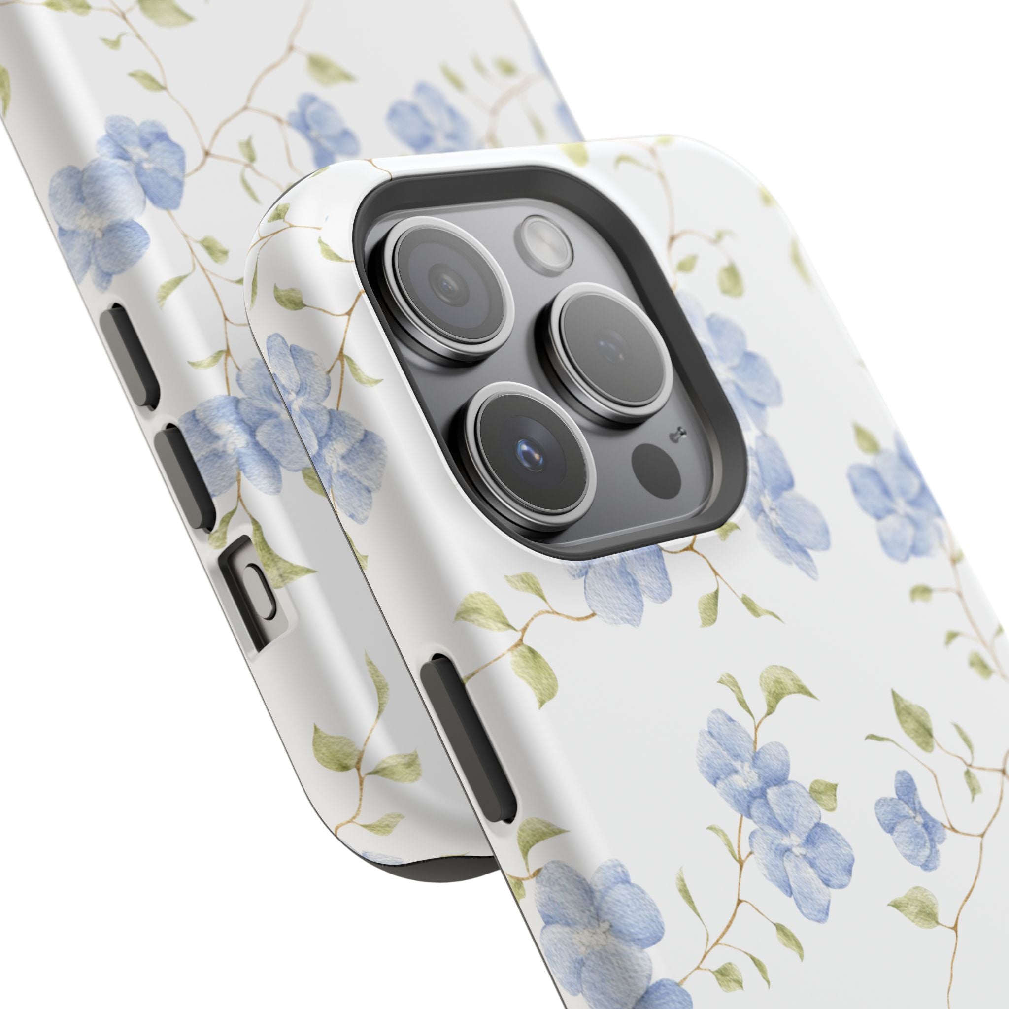 Customizable: Blue Floral Impact-Resistant Phone Case