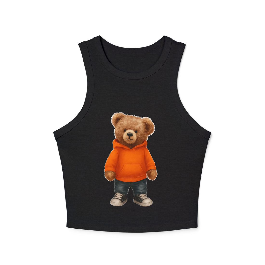 Trendy Bear Print Racer Tank Top for Women, Casual Summer Top, Cute Beachwear, Gift for Her, Festival Fashion, Stylish Comfort