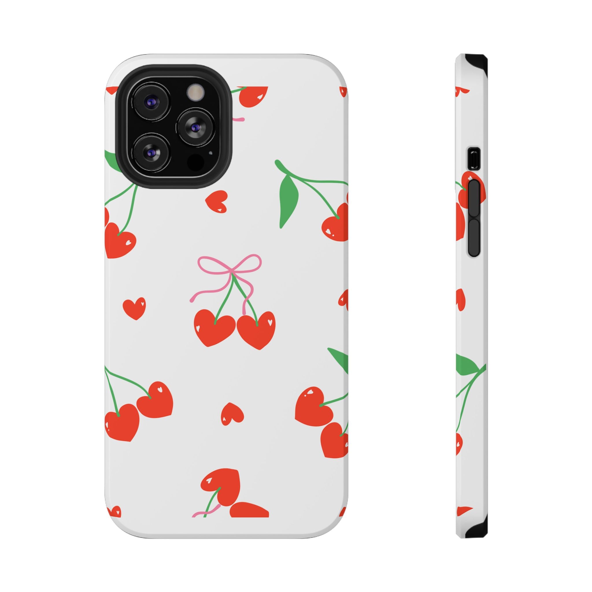 Customizable: Cherry Heart Impact-Resistant Phone Case