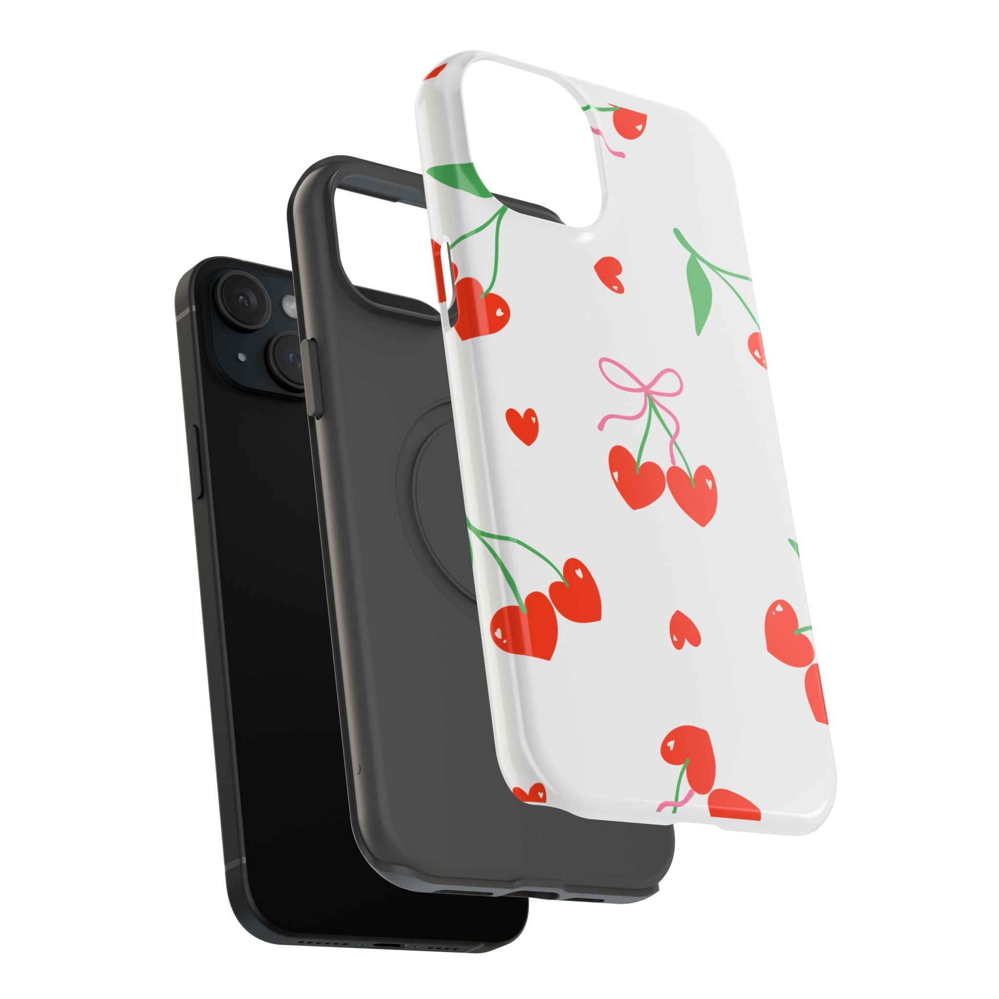 Customizable: Cherry Heart Impact-Resistant Phone Case