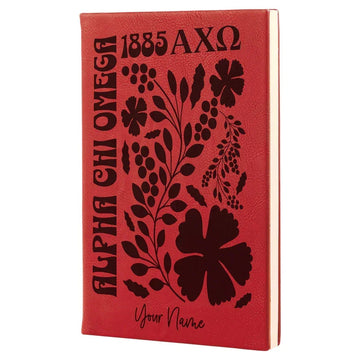 Alpha Chi Personalized Leatherette Notebook Journal - Retro Floral