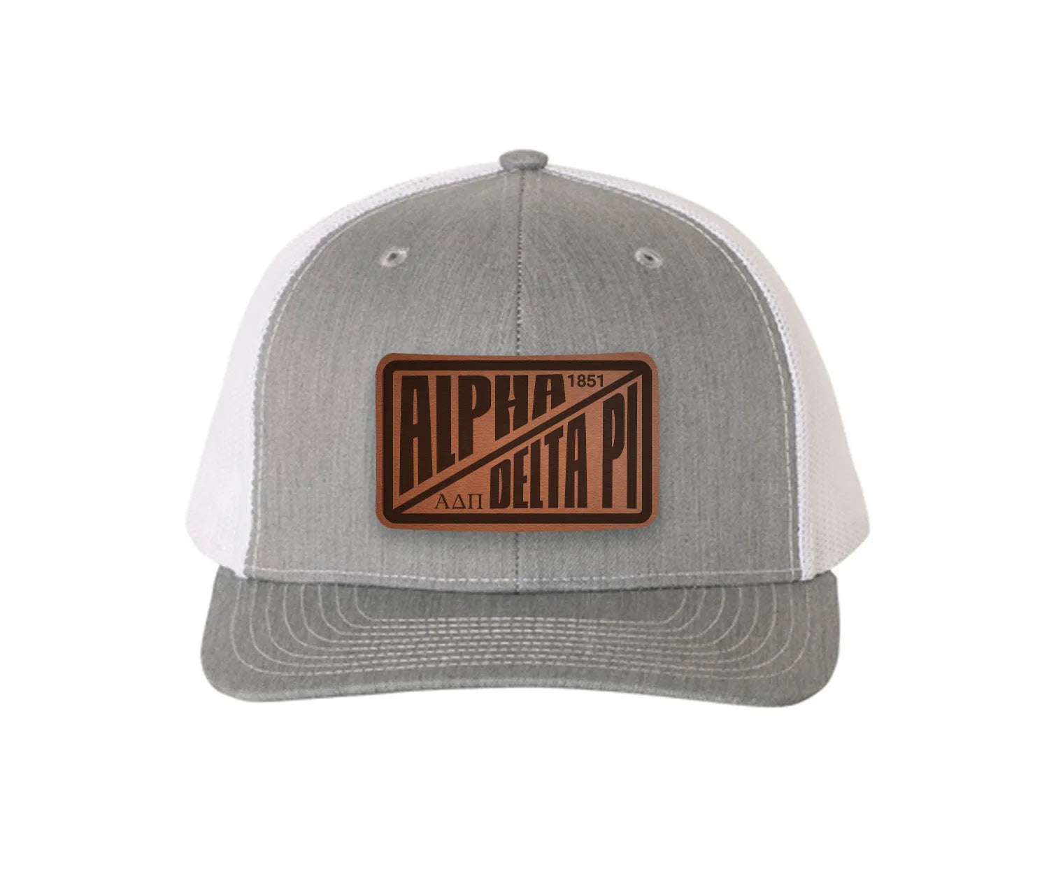 Alpha Delta Pi Richardson 112 Leatherette Patch Trucker Hat - Divide