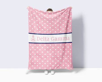 Delta Gamma XL 60x80 Sherpa Throw Blanket - Polka Dot