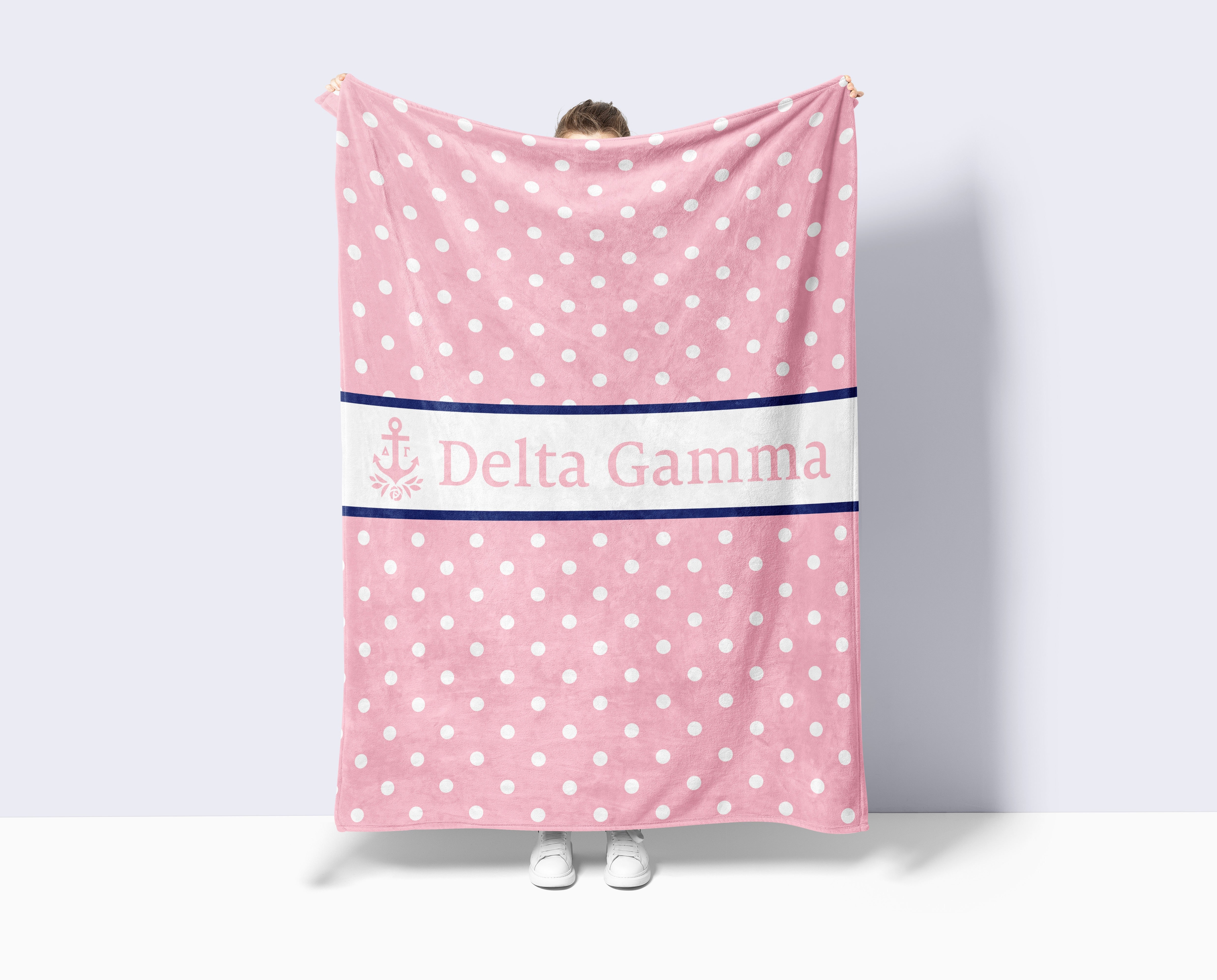 Delta Gamma XL 60x80 Sherpa Throw Blanket - Polka Dot