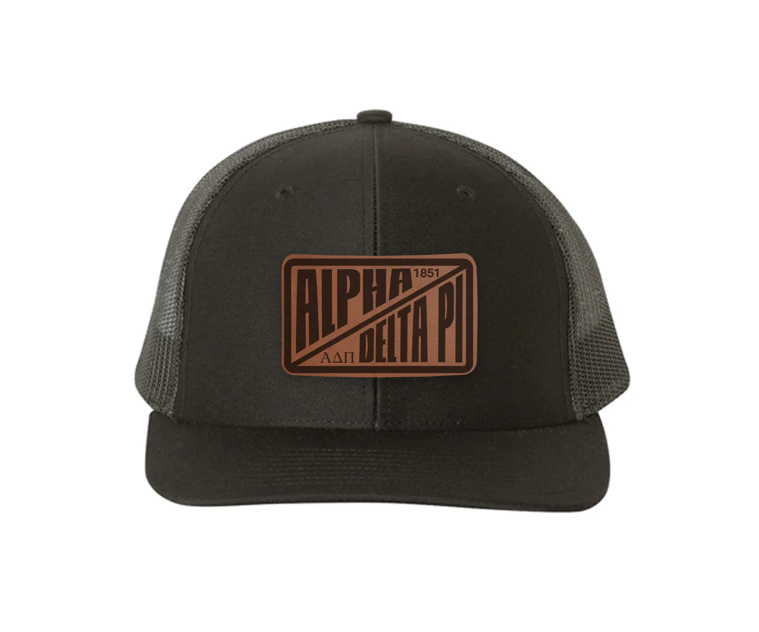 Alpha Delta Pi Richardson 112 Leatherette Patch Trucker Hat - Divide