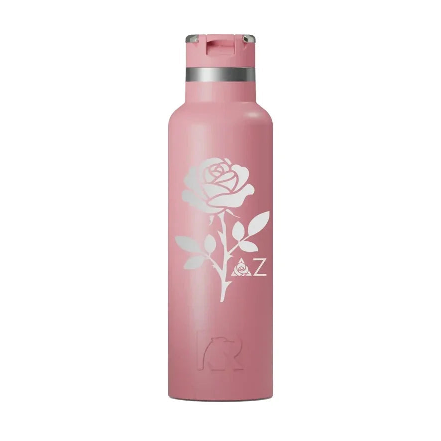 Delta Zeta RTIC 20 oz Ceramic Lined Water Bottle Tumbler - Rose