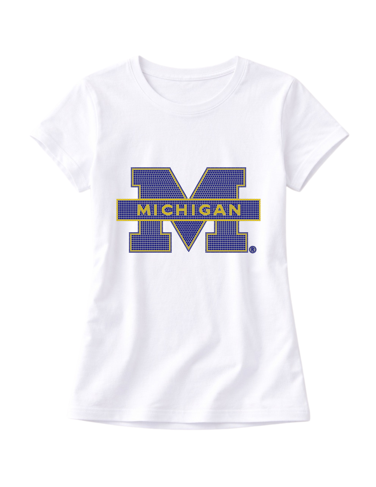 University of Michigan Block M White Crewneck Short Sleeve T-Shirt