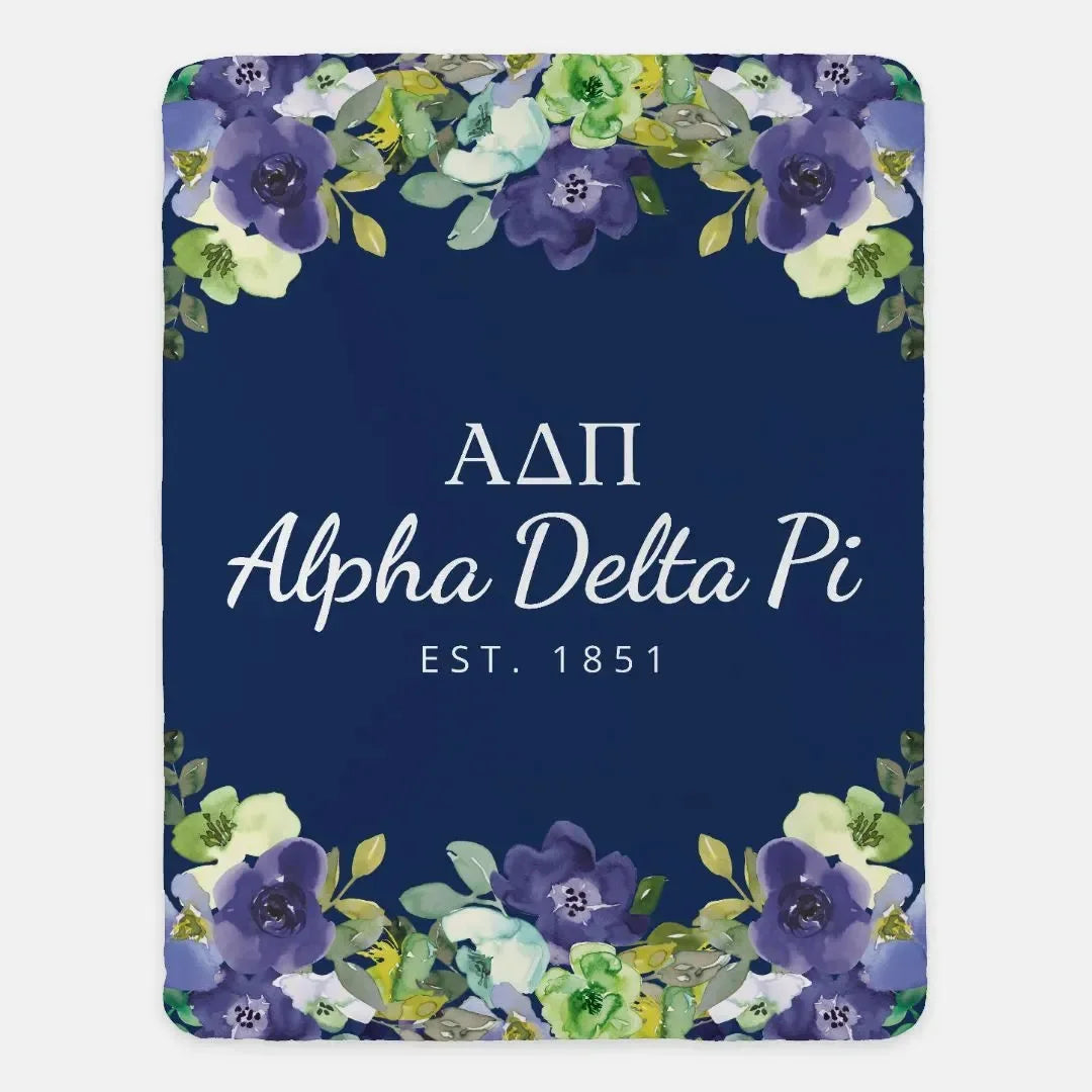 Alpha Delta Pi XL 60x80 Sherpa Throw Blanket - Violet Frame