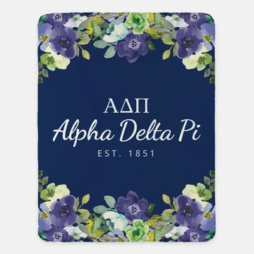 Alpha Delta Pi XL 60x80 Sherpa Throw Blanket - Violet Frame