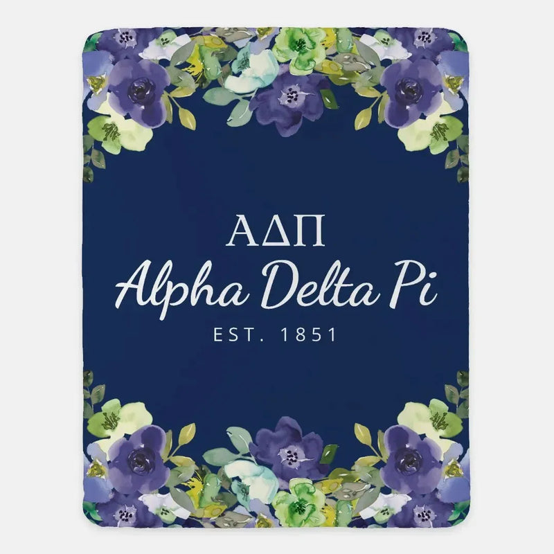 Alpha Delta Pi XL 60x80 Sherpa Throw Blanket - Violet Frame