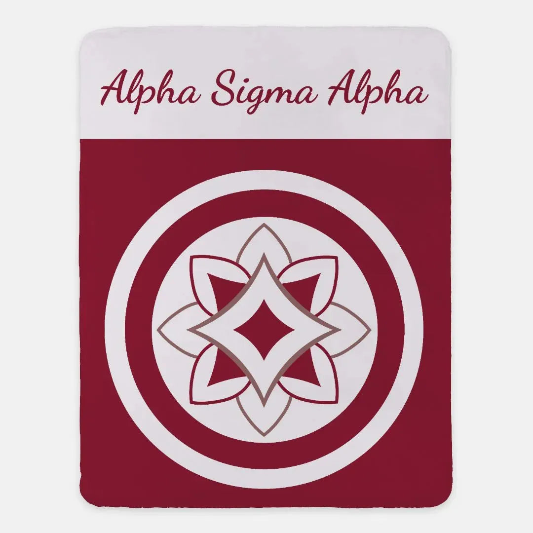 Alpha Sigma Alpha XL 60x80 Sherpa Throw Blanket - Logomark Bullseye