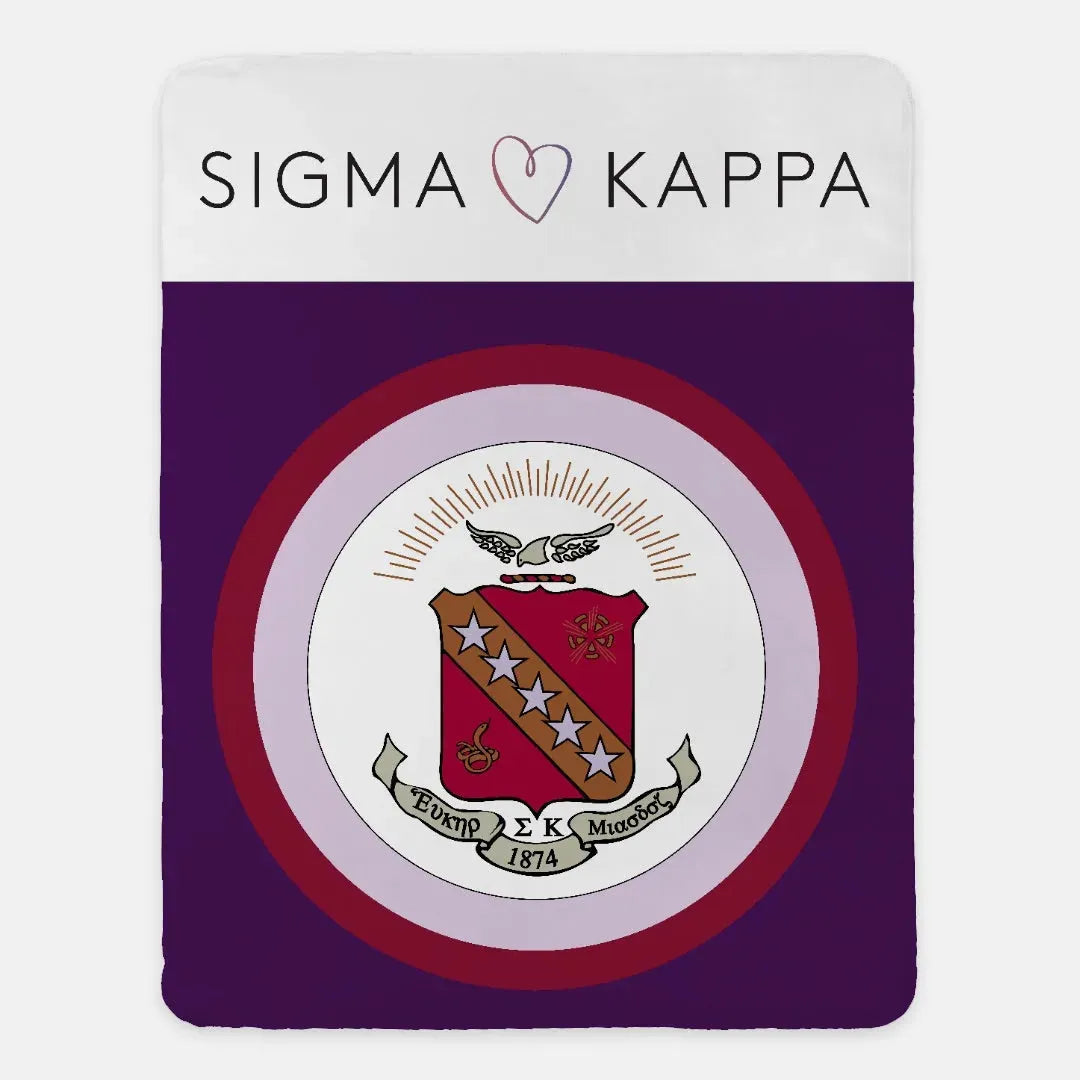 Sigma Kappa XL 60x80 Sherpa Blanket - Coat of Arms Wide Band