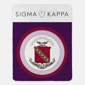 Sigma Kappa XL 60x80 Sherpa Blanket - Coat of Arms Wide Band