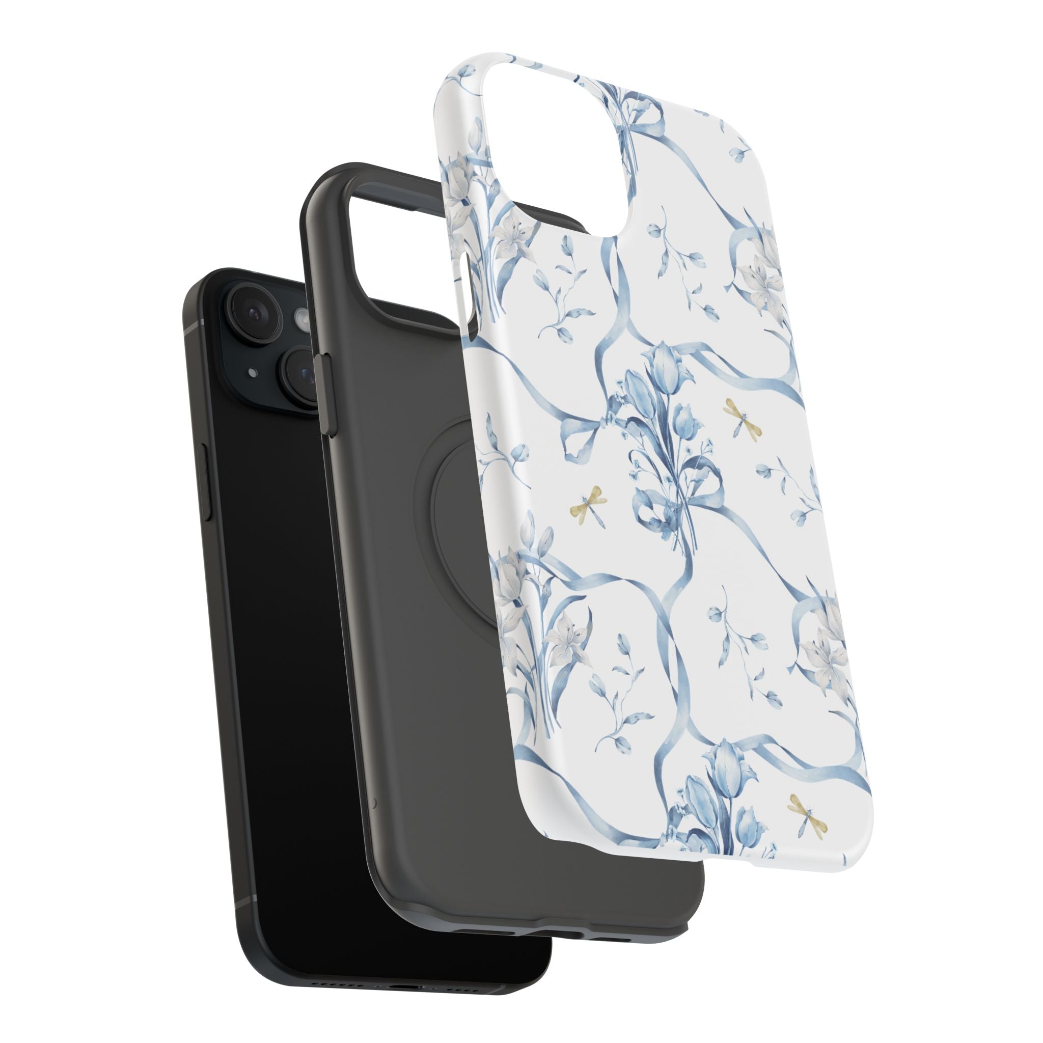 Customizable: Blue Floral-Inspired Phone Case